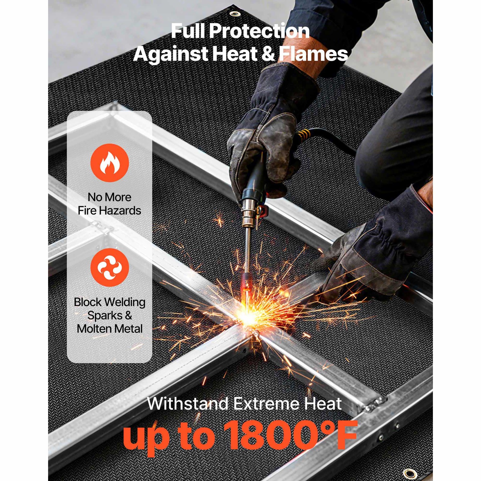 Uimoso 6 x 8FT Silicone-Coated Fiberglass Welding Blanket,Resistant up to 1800°F