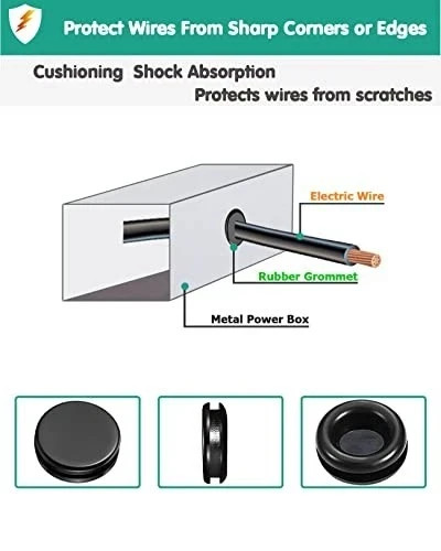 Rubber Grommet Kit 200 Pack – 7 Sizes Firewall Rubber Hole Plugs – Automotive, H