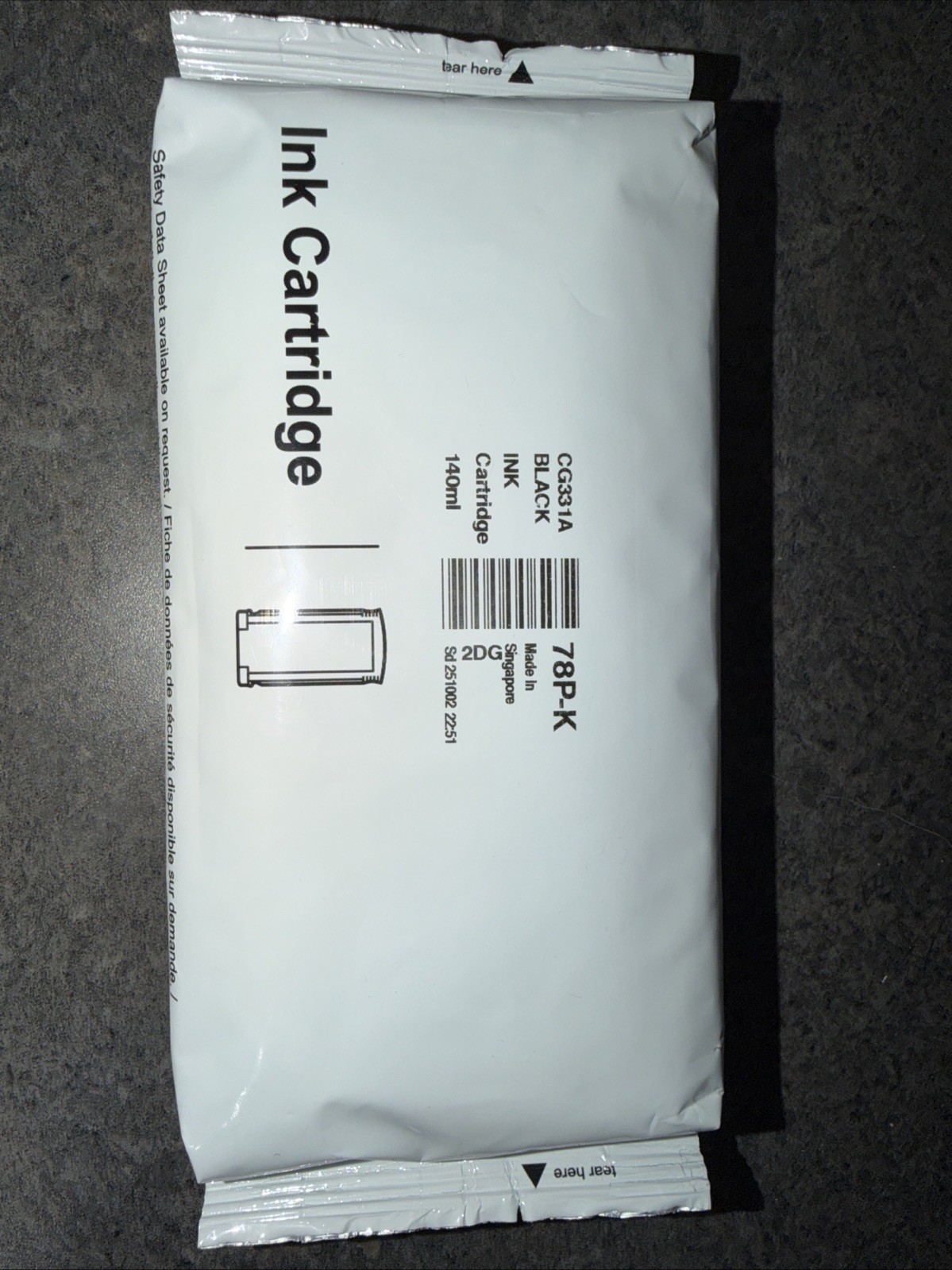 Pitney Bowes 78P-K Black Ink Cartridge 140ML OEM Genuine Connect+ SendPro P