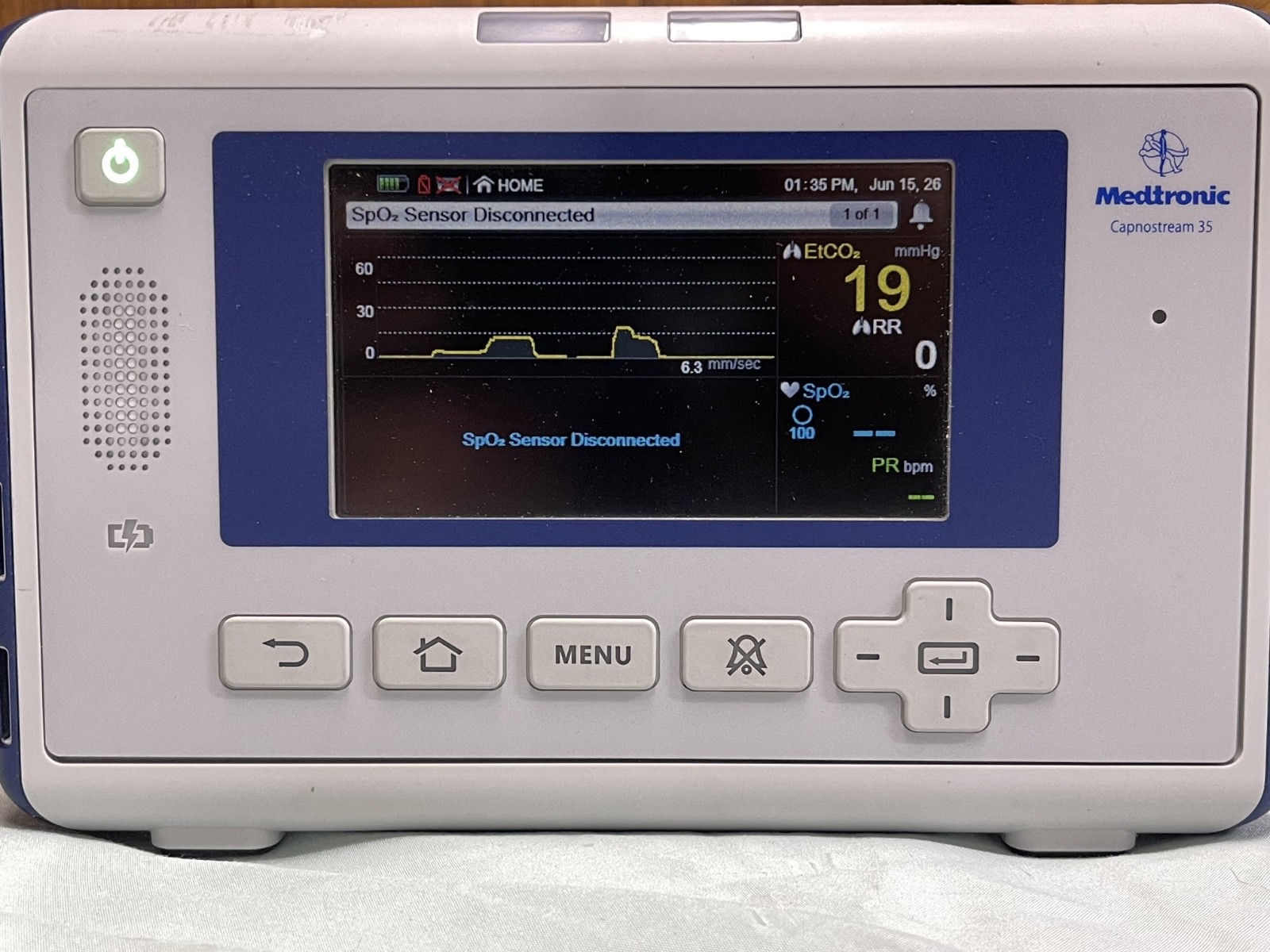 Medtronic Capnostream 35 EtCO2 PM35MN Monitor with battery