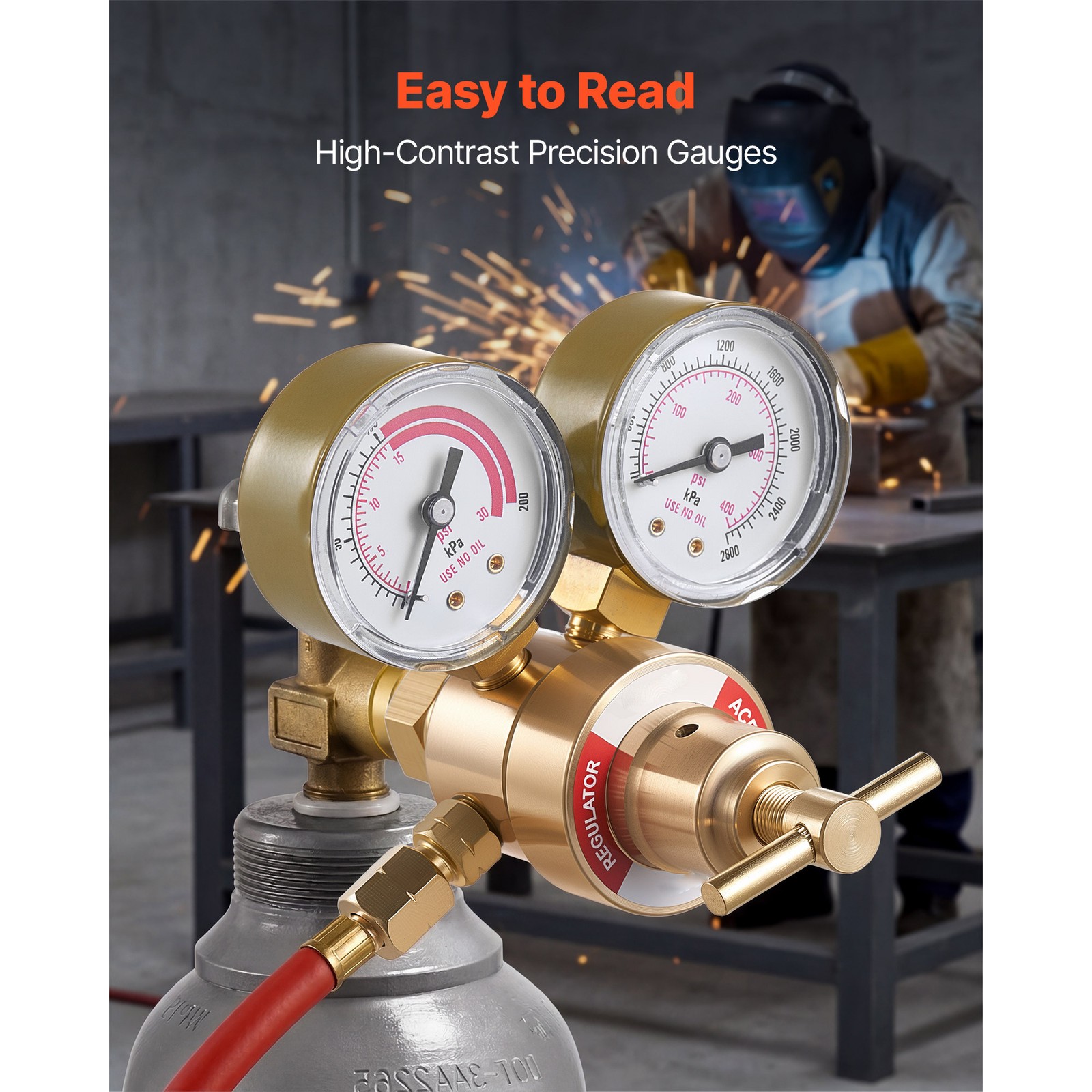 Uimoso Oxygen Acetylene Regulator Set with 0-4000PSI and 0-400PSI Gas Gauges