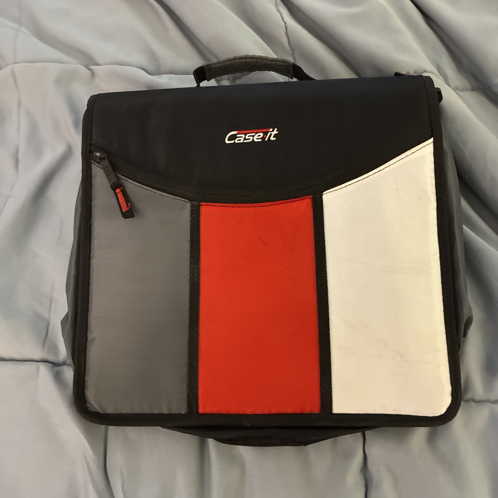 Case-It The Mighty Zip Tab 3 Ring Zipper Binder File Blue/Gray