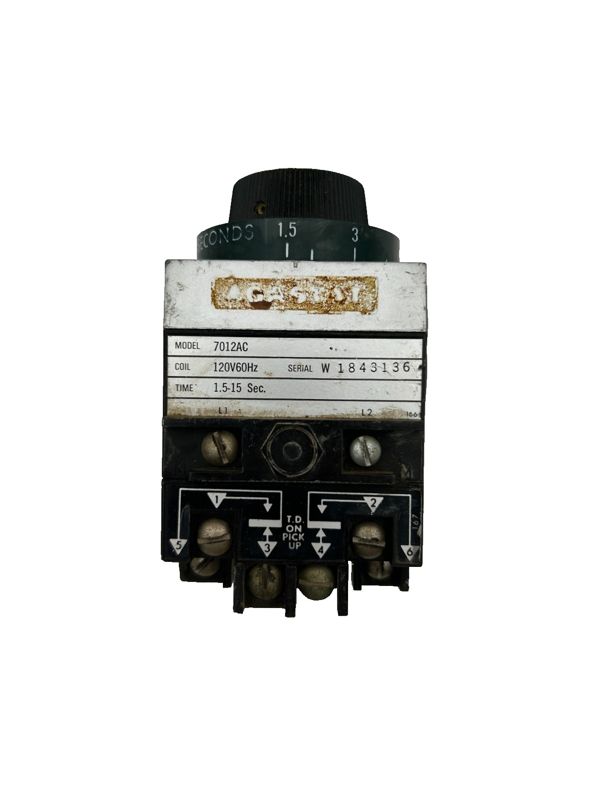 Agastat 7012AC Time Delay Relay 1.5-15 Sec 120V Coil 120V 60Hz