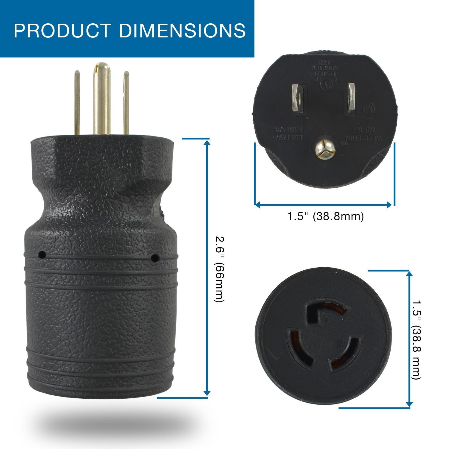 Conntek 30111-BK Plug Adapter NEMA 5-15P to L5-15R