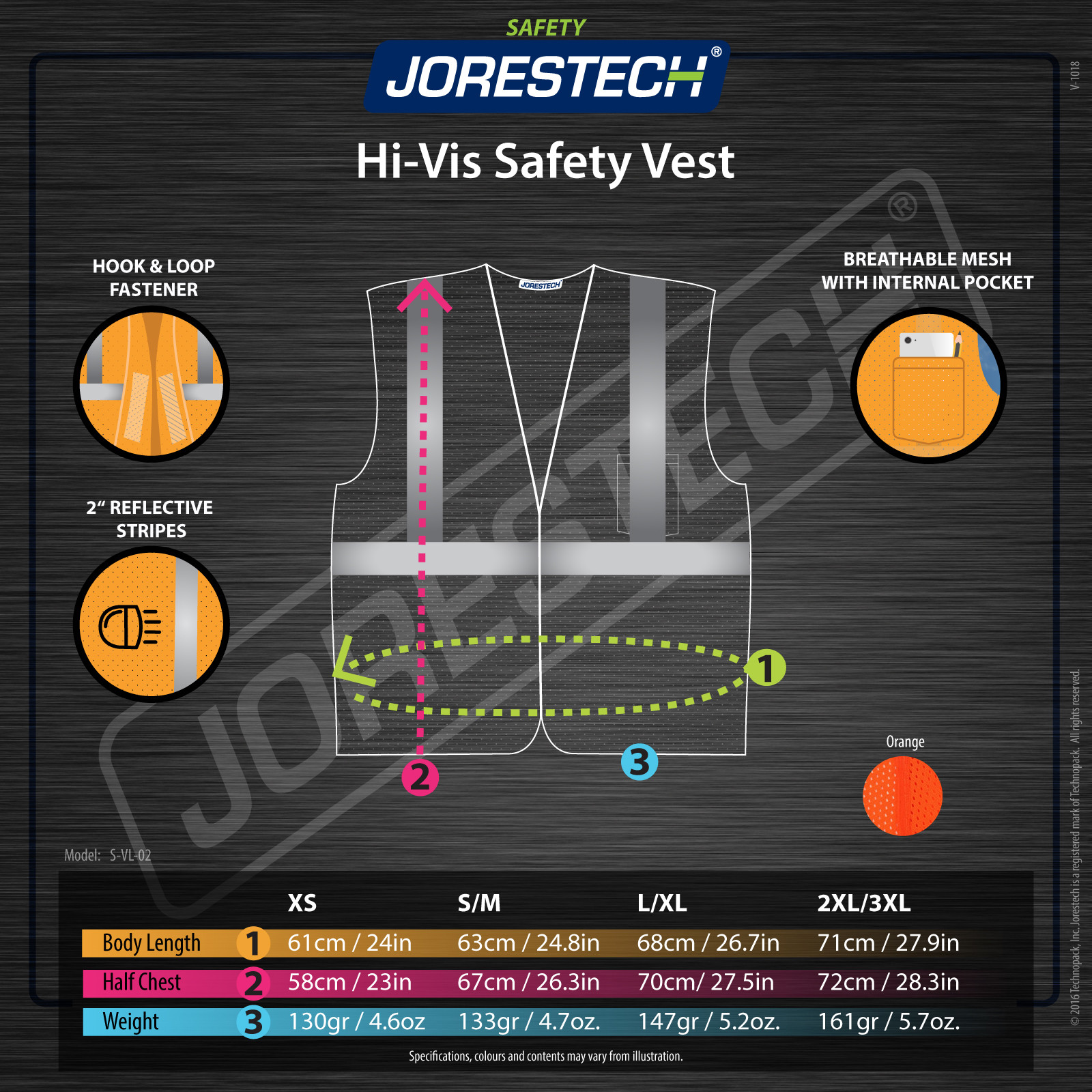 SAFETY VEST ANSI CLASS 2/ Reflective Tape/ High Visibility Orange JORESTECH