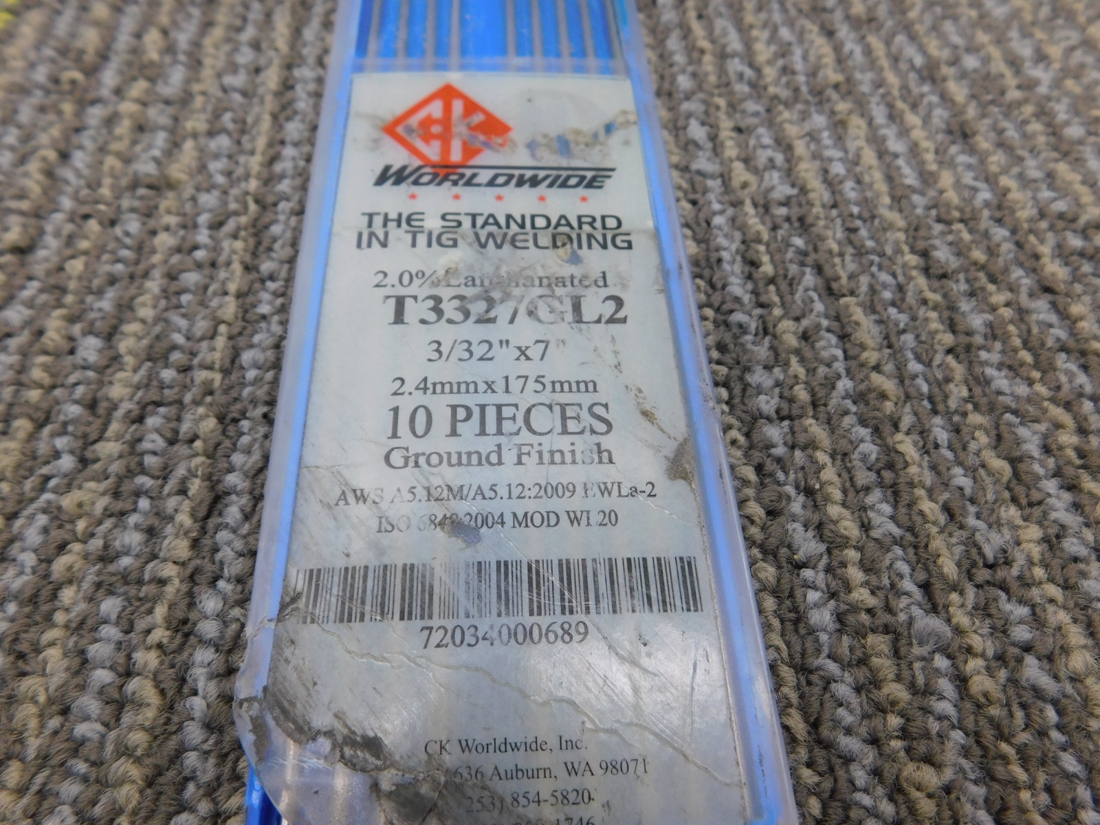 CK T3327GL2 2% Lanthanated Tungsten Electrode 3/32″ X 7″, 10 pack