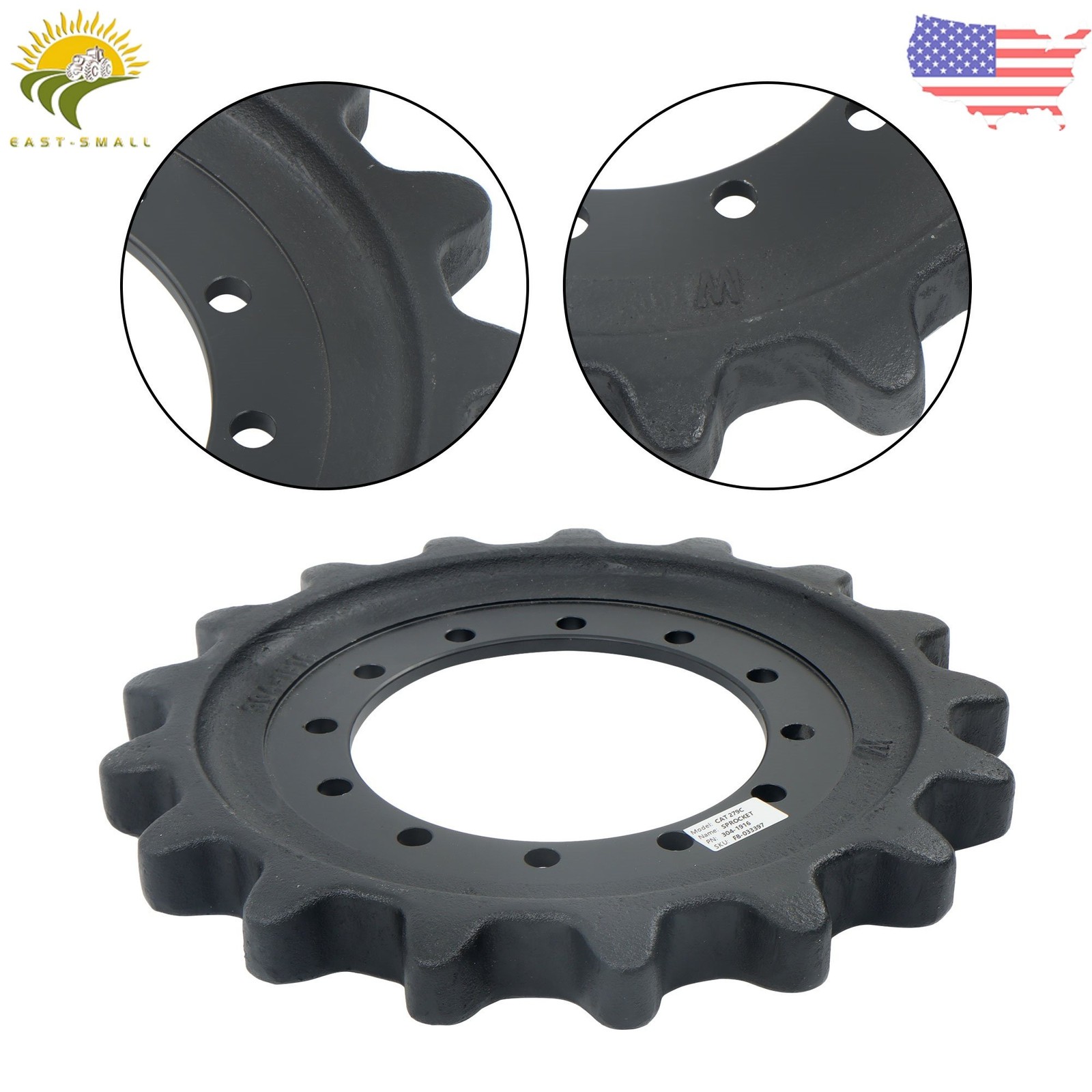 304-1916 Sprocket For CAT 289D 289D3 289DLRC 299C 299D 12 Bolt Hole 17Teeth