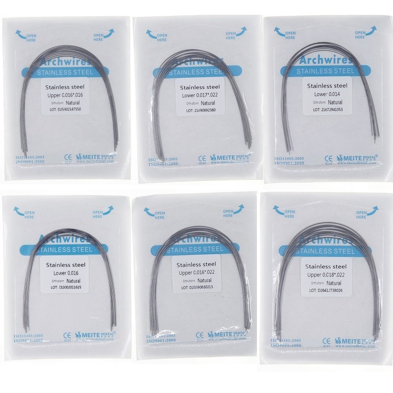 100Pc Dental Ortho S.S Arch Wire Round Rectangular Stainless Steel Wires Natural