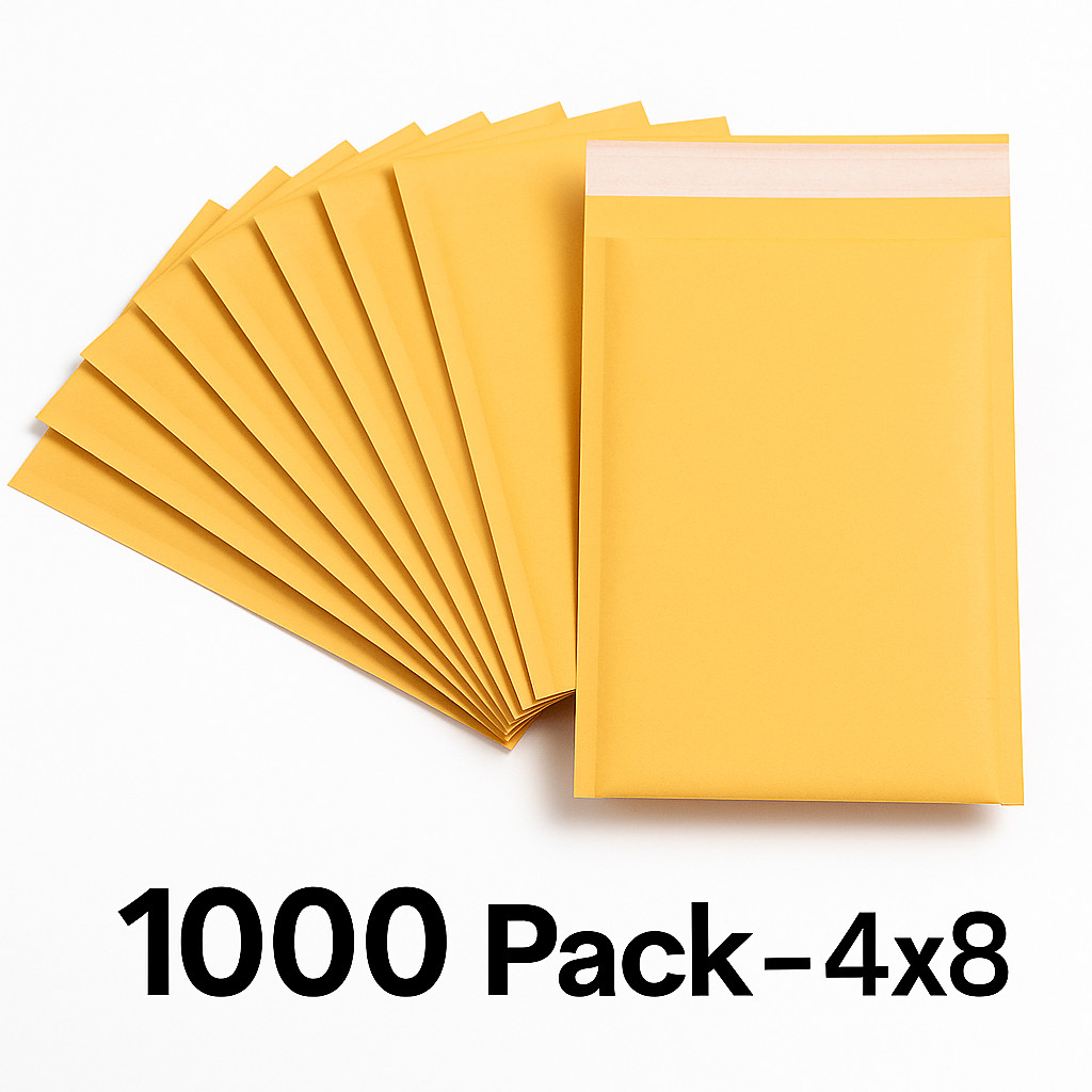 1000 4×8 Kraft Padded Bubble Mailers Shipping Envelopes Bulk Wholesale