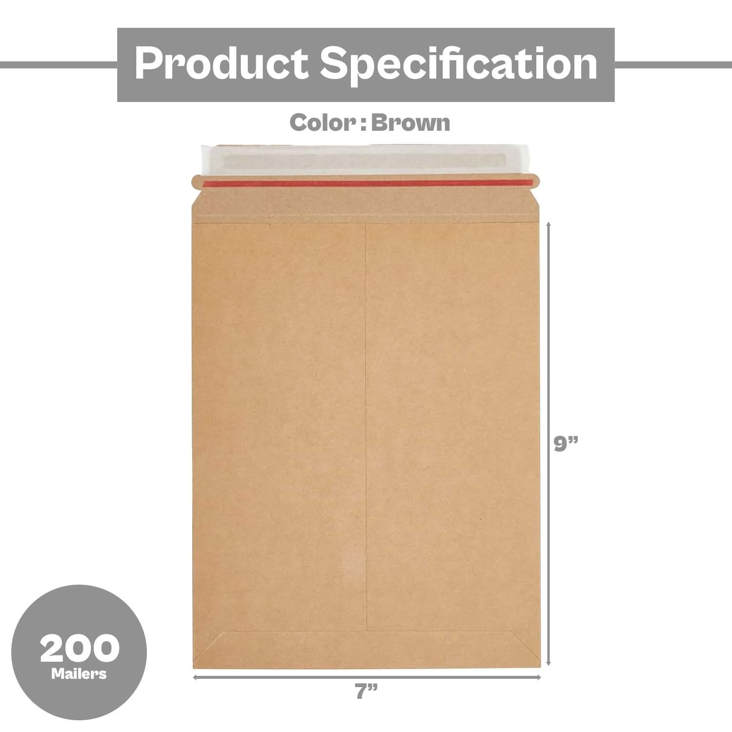 7″ x 9″ Rigid Photo Document Mailers Shipping Envelopes Kraft 200 Pieces