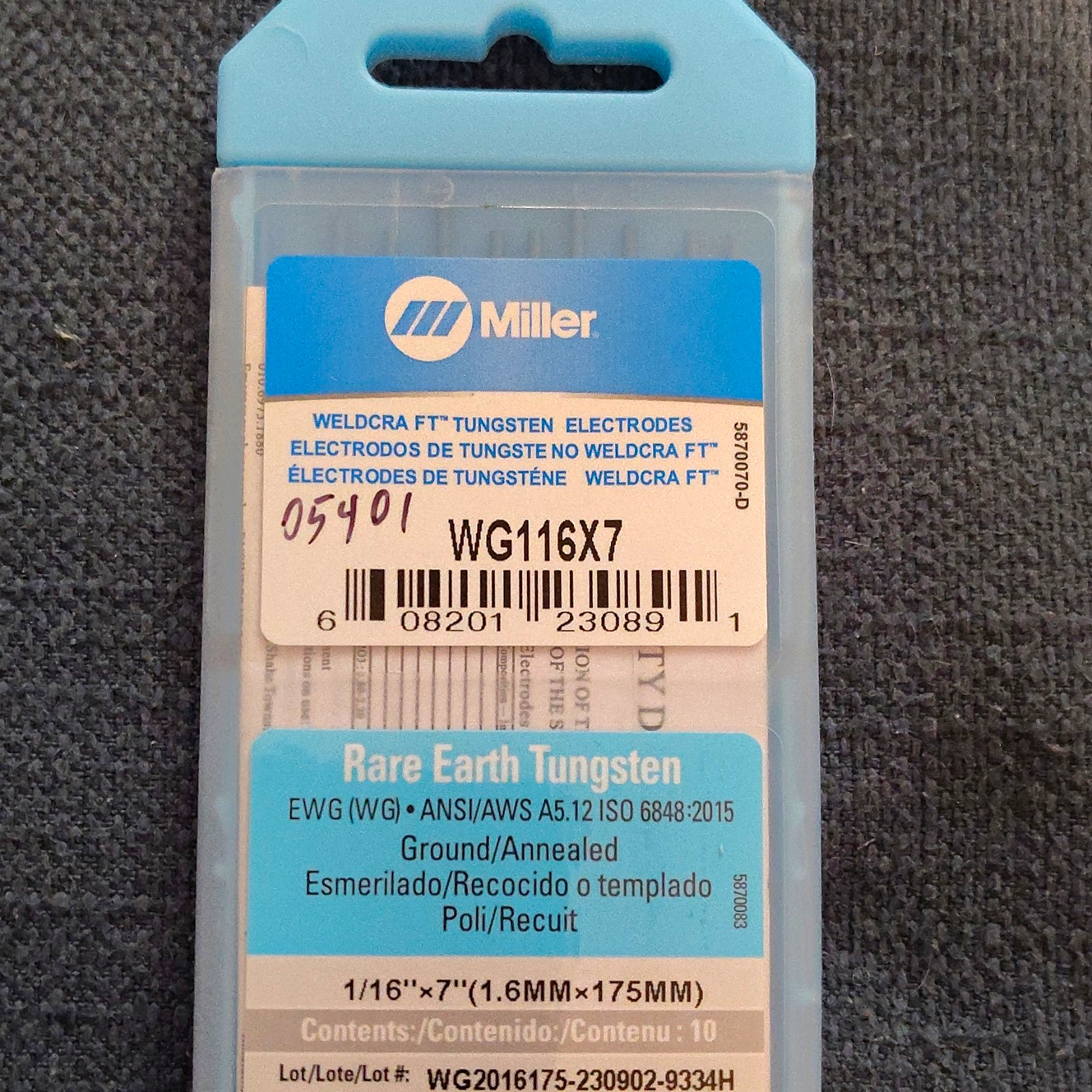 Miller Weldcraft FT Rare Earth EWG Tungsten Electrodes 1/16in x 7in WG116X7
