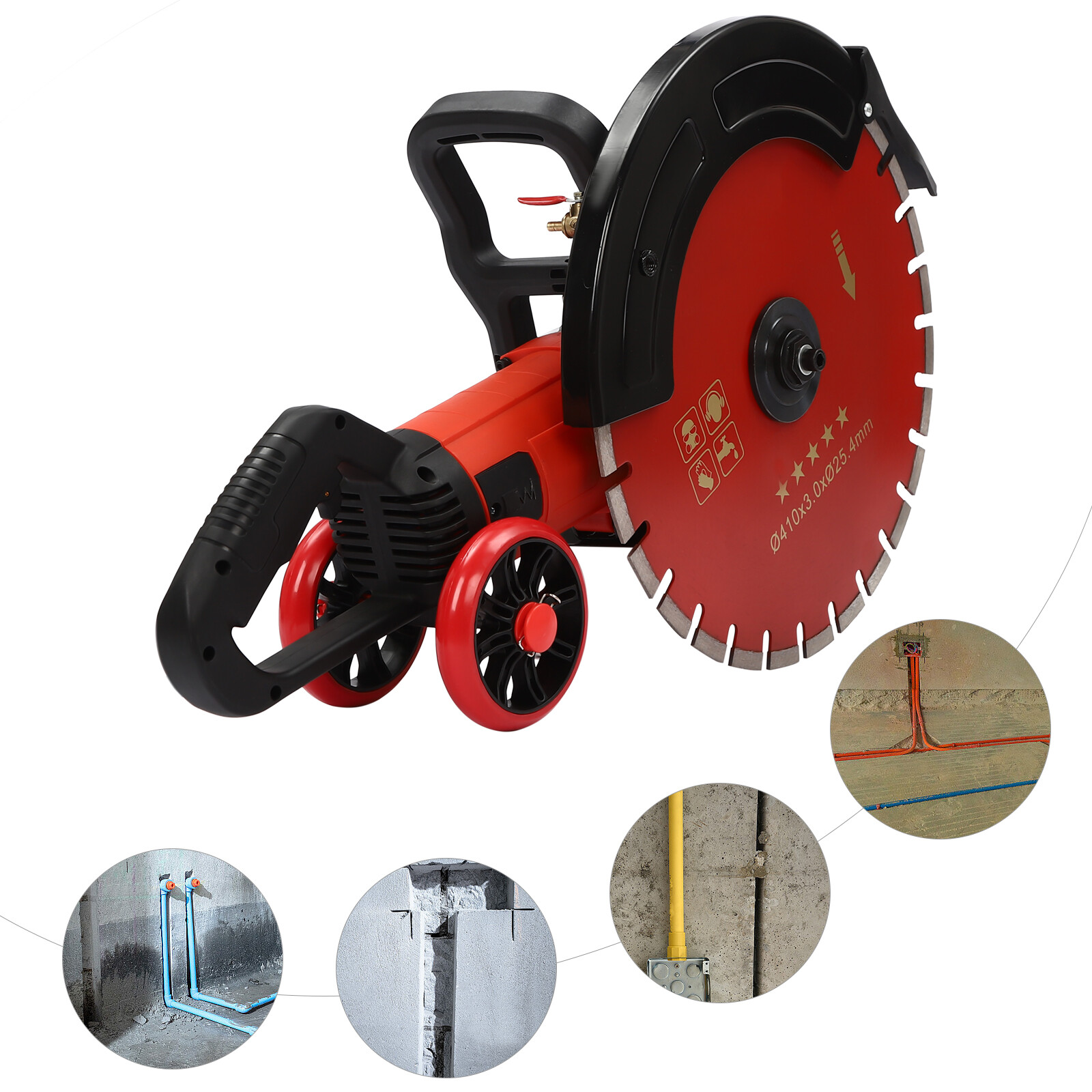Electric Concrete Saw 4000W 110V 3000RPM with Water Pump 16.14″ Blade