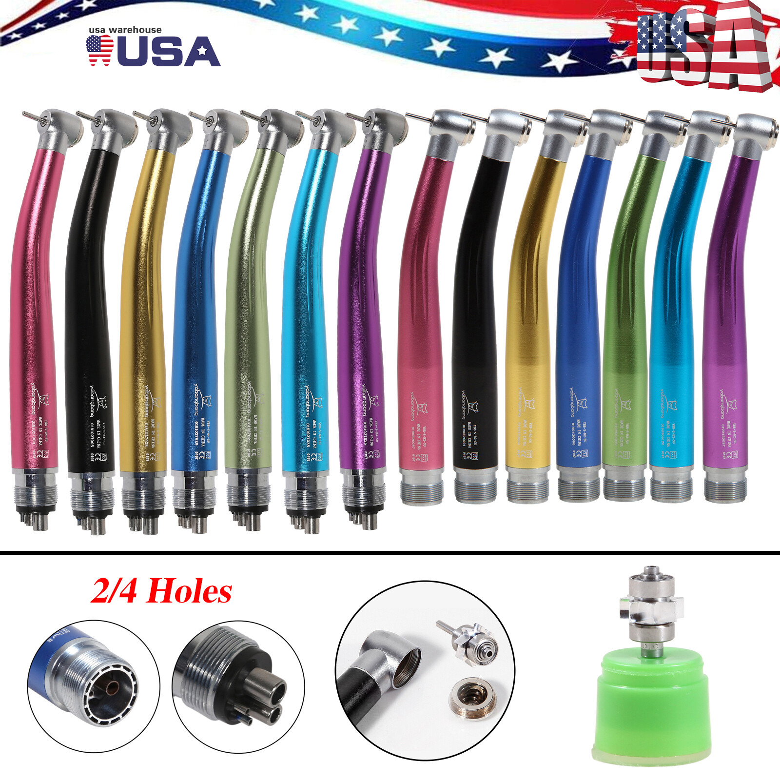 NSK Style Dental Color High Speed Air Turbine Handpiece Push Button 2H/4H ty