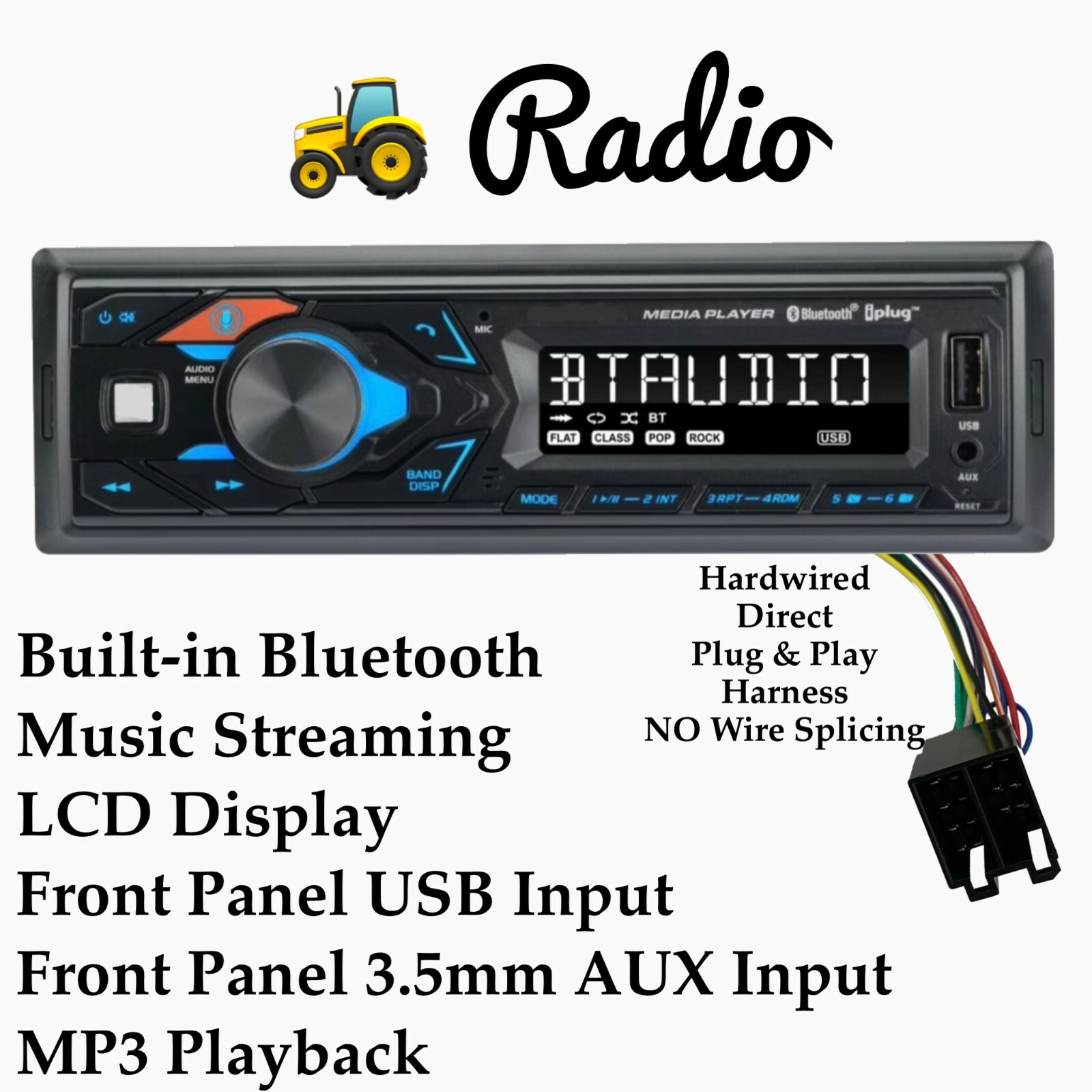 New Direct Plug & Play Case IH Tractor Combine Radio Bluetooth, USB, AUX, AM FM