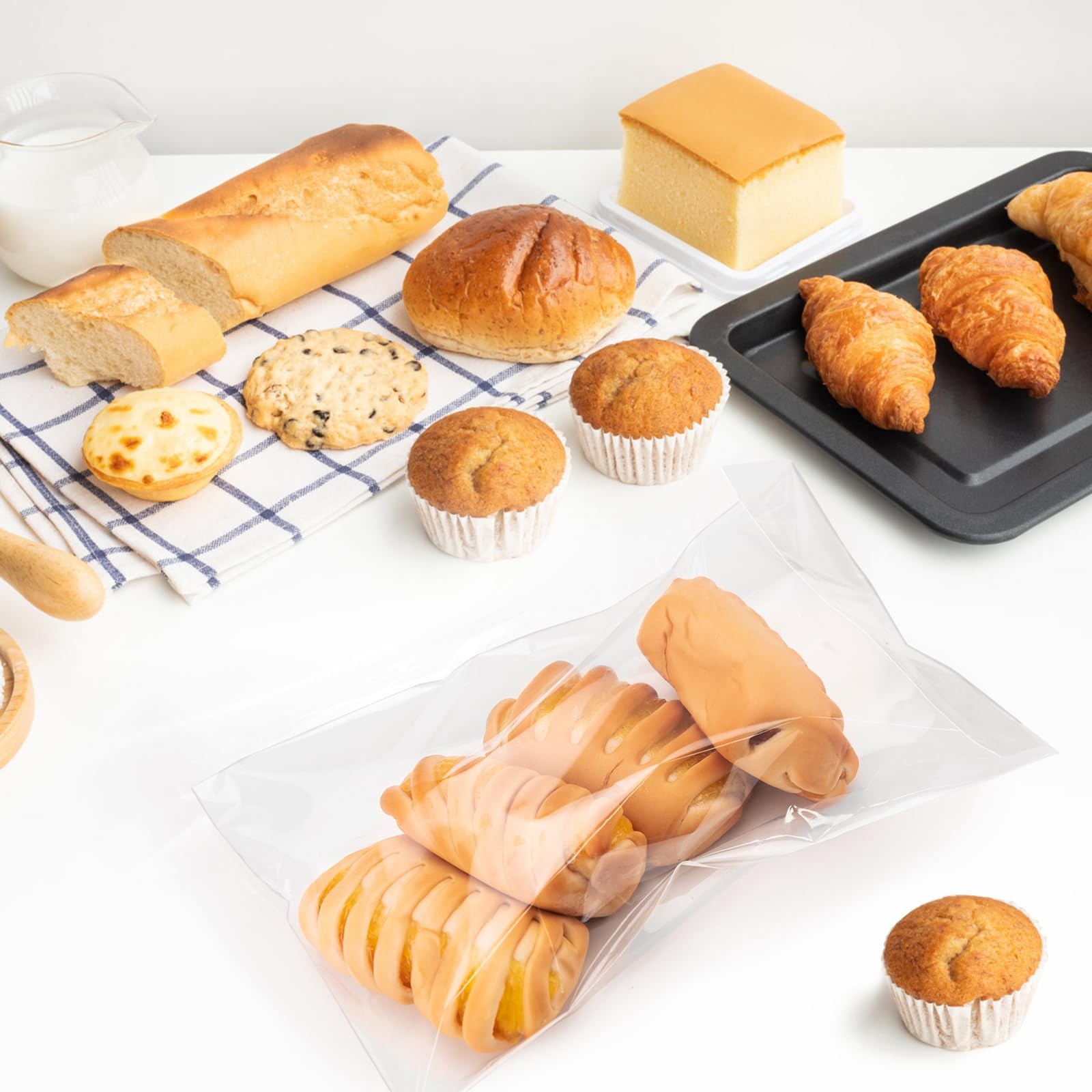 6×9 Inches 120 Pcs Self Sealing Cellophane Bags, Clear Cookie Bags for Gift P…