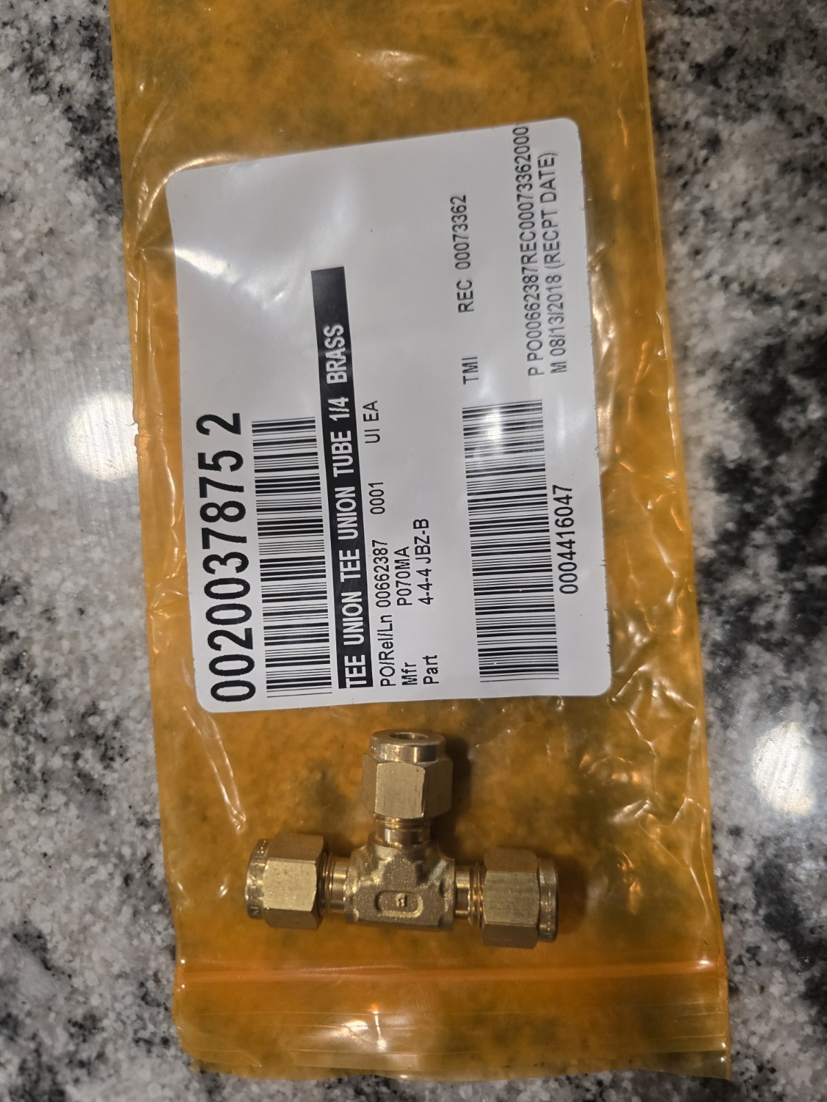 Parker 4-4-4 Jbz-B 1/4″ Cpi Brass Union Tee LOT Of 5