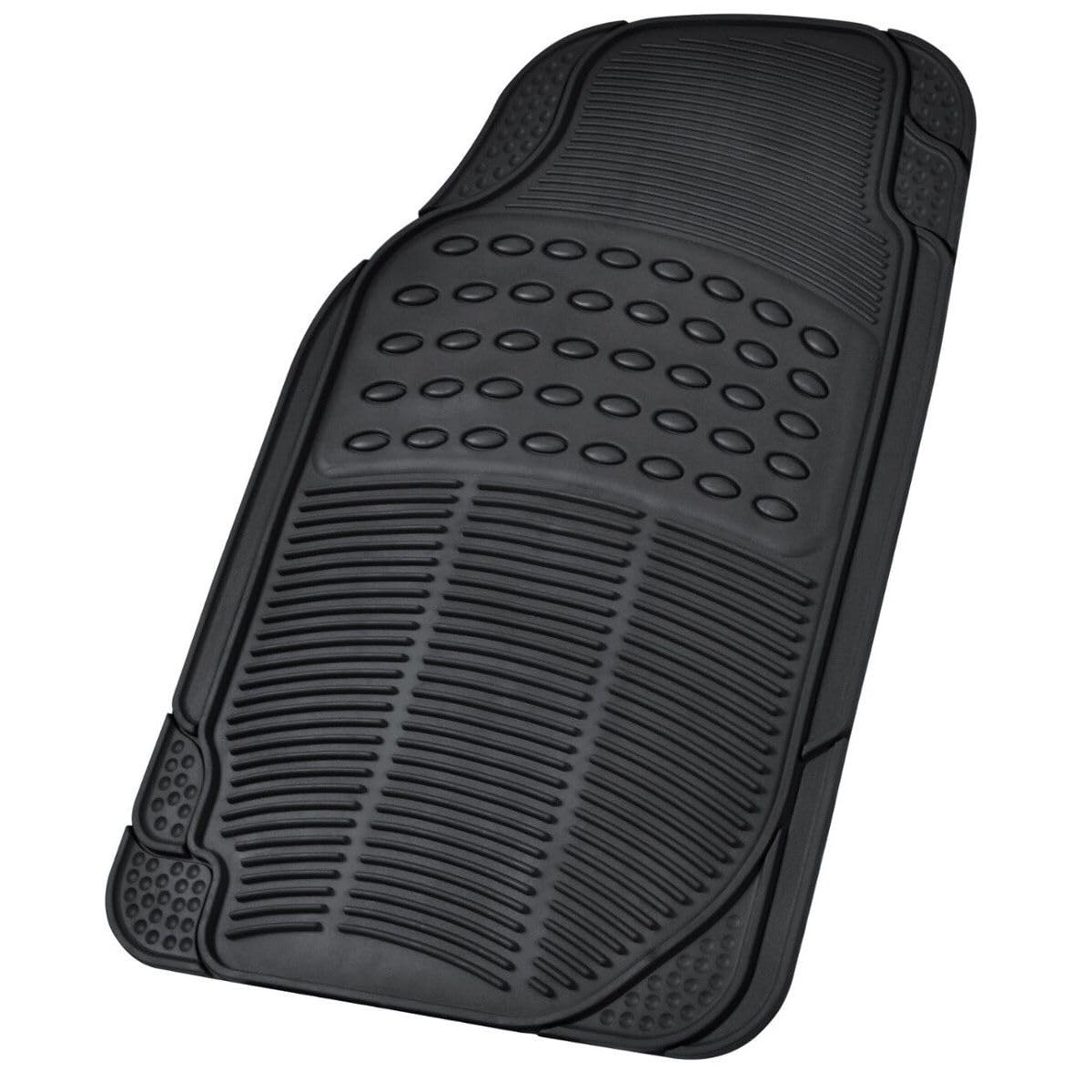 Car Floor Mats All Weather Heavy Duty Trimmable Black 3pc Rubber Front Rear