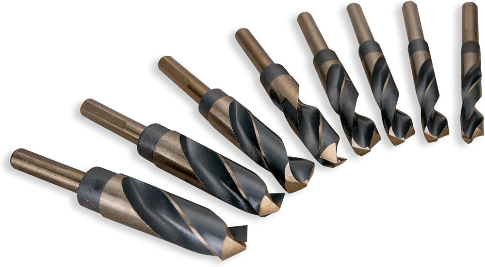 8 PCS HSS Cobalt Silver and Deming Drill Bits Set Large Size 9/16 inch to 1 inch
