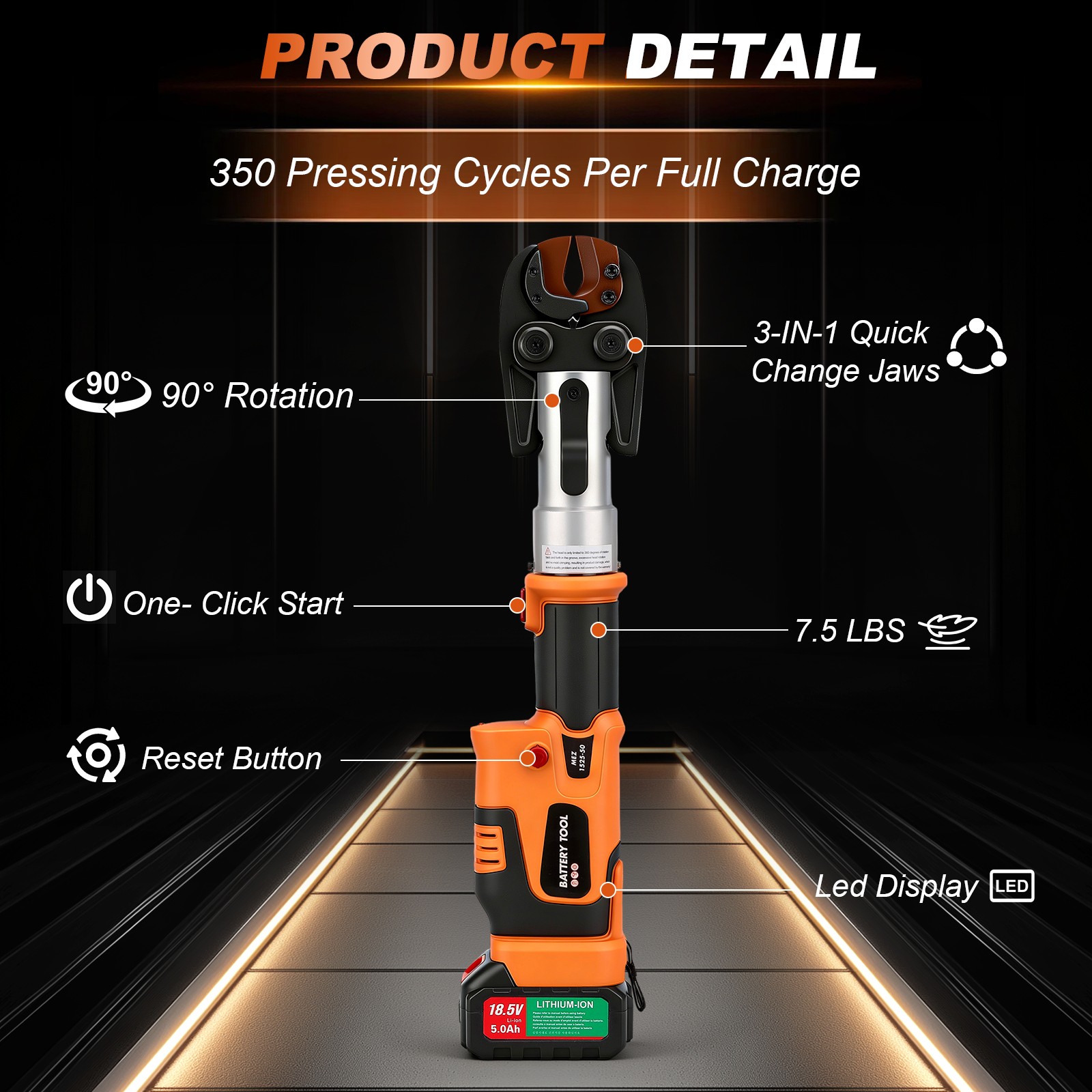 Copper Pro Press Tool Pipe Crimping Kit Press Tool Battery Kit 1/2″ 3/4″ 1″ Jaw