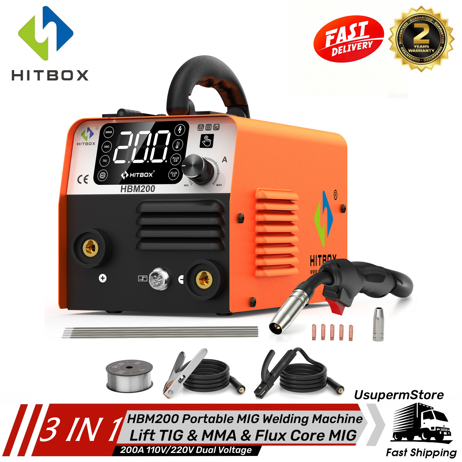 HITBOX Digital MIG Welder 110V/220V Gaeless MIG/MMA/Lift TIG Welding Machine US