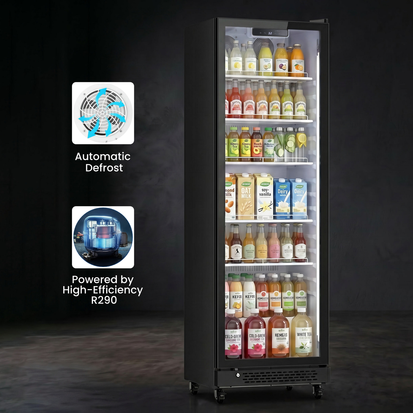 Yeego Commercial Refrigerator Display Cooler 1 Glass Door Merchandiser Fridge