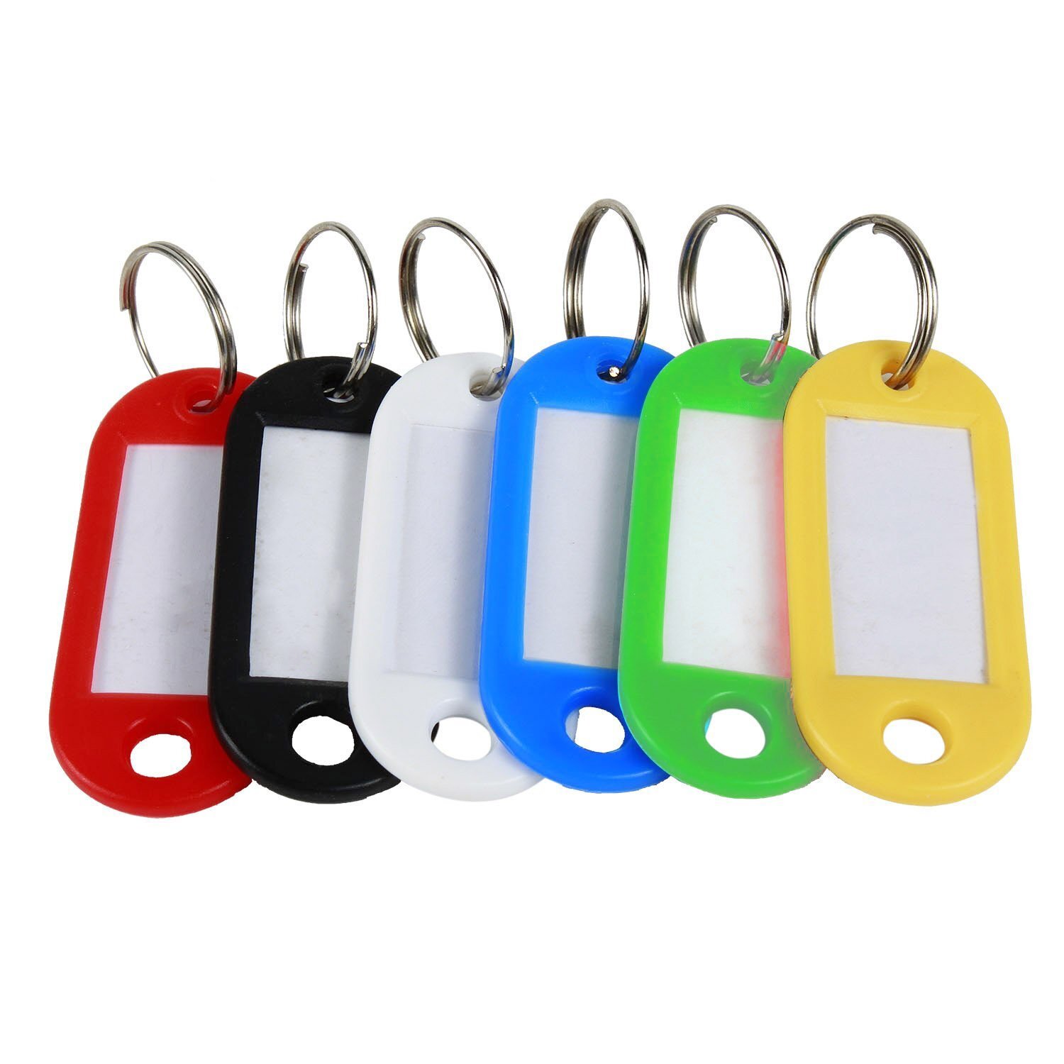 120 Pack Plastic Key Tags with Label Window ID Tag Split Ring Keychain 6 Colors