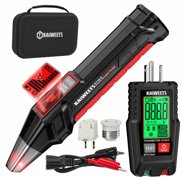 Circuit Breaker Finder with LCD, GFCI Tester, NCV, Flashlight Kit KT301P