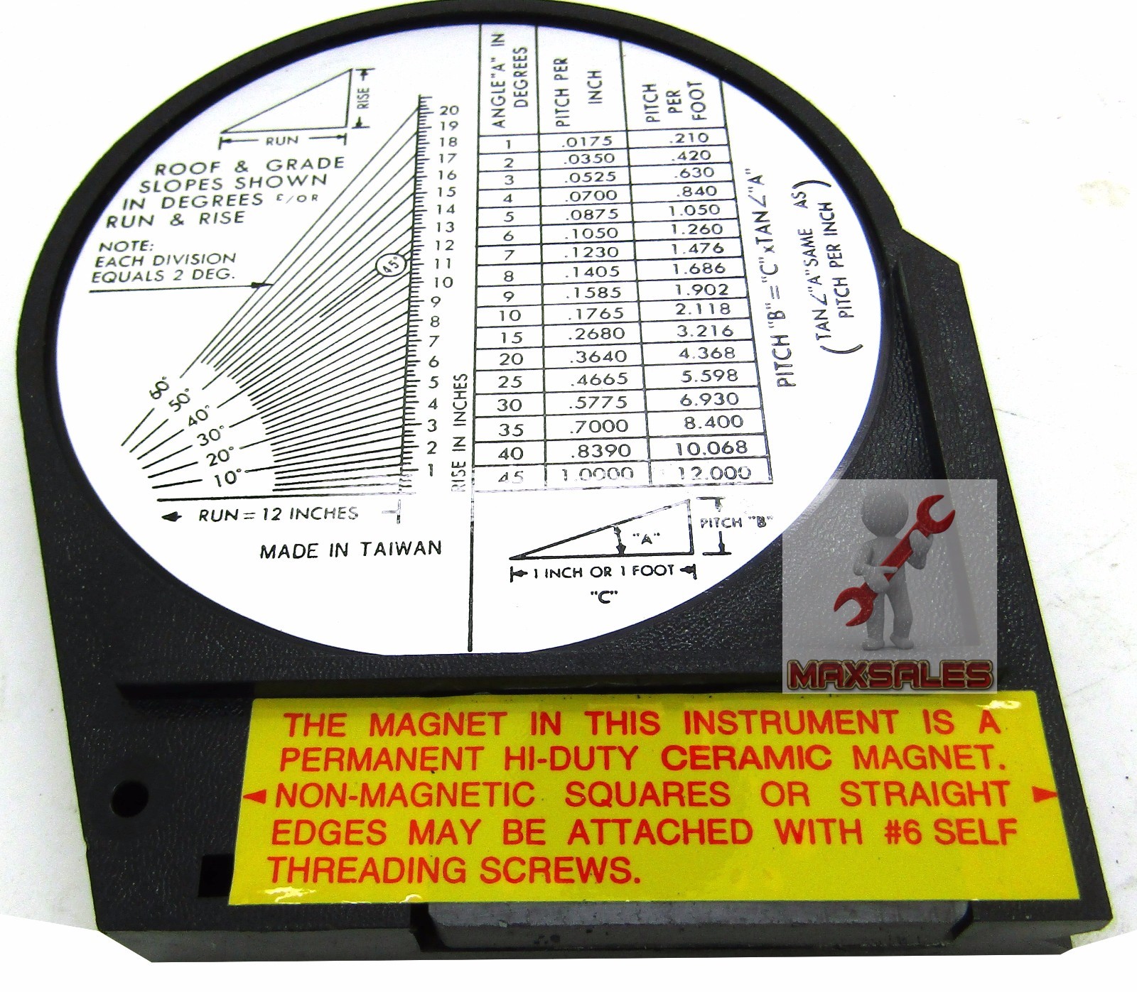 ANGLE LOCATOR FINDER MAGNETIC BASE LEVEL CONSTRUCTION 0 – 90 DEGREES READING
