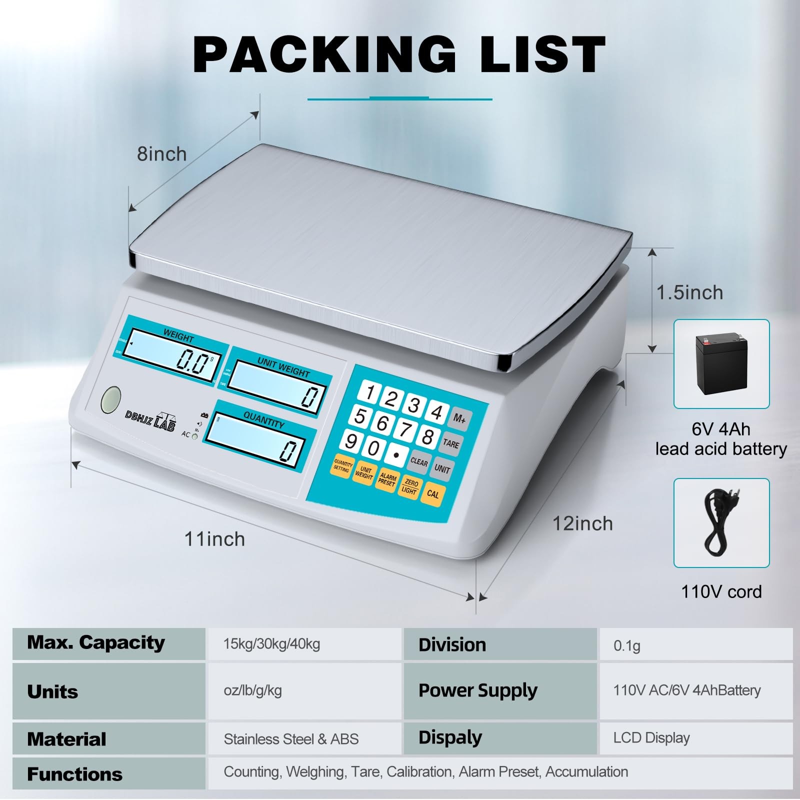 Counting Scale 30kg/66lb x 0.1g for Small Parts, Coins, Pieces, Tickets