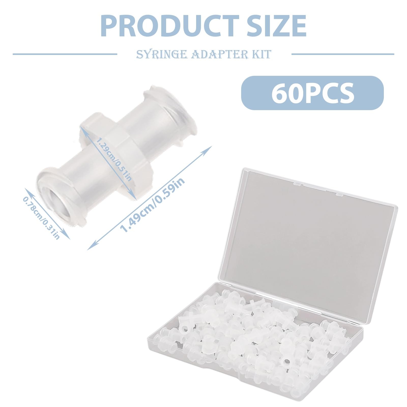 60 Pcs Luer Lock Connector Syringe Adapter Kit Female Luers Coupler