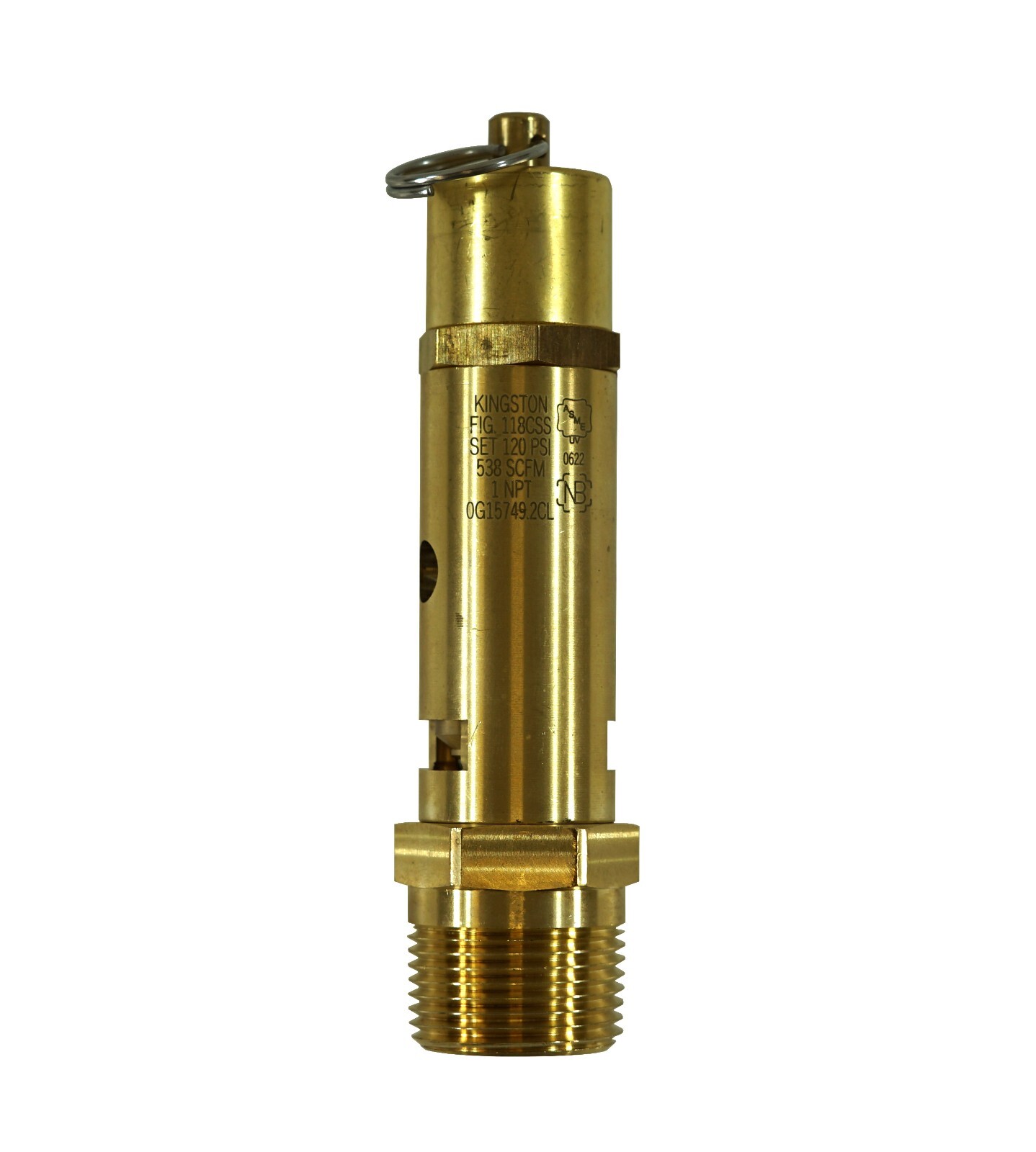 Kingston 1” NPT Brass Hard Seat Pressure Relief Valve 120 PSI / 539 SCFM
