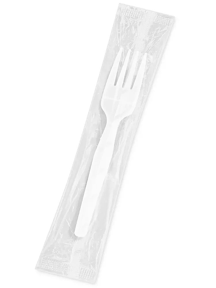 Medium Weight Individually Wrapped Plastic Forks, 1000 Per Case, White