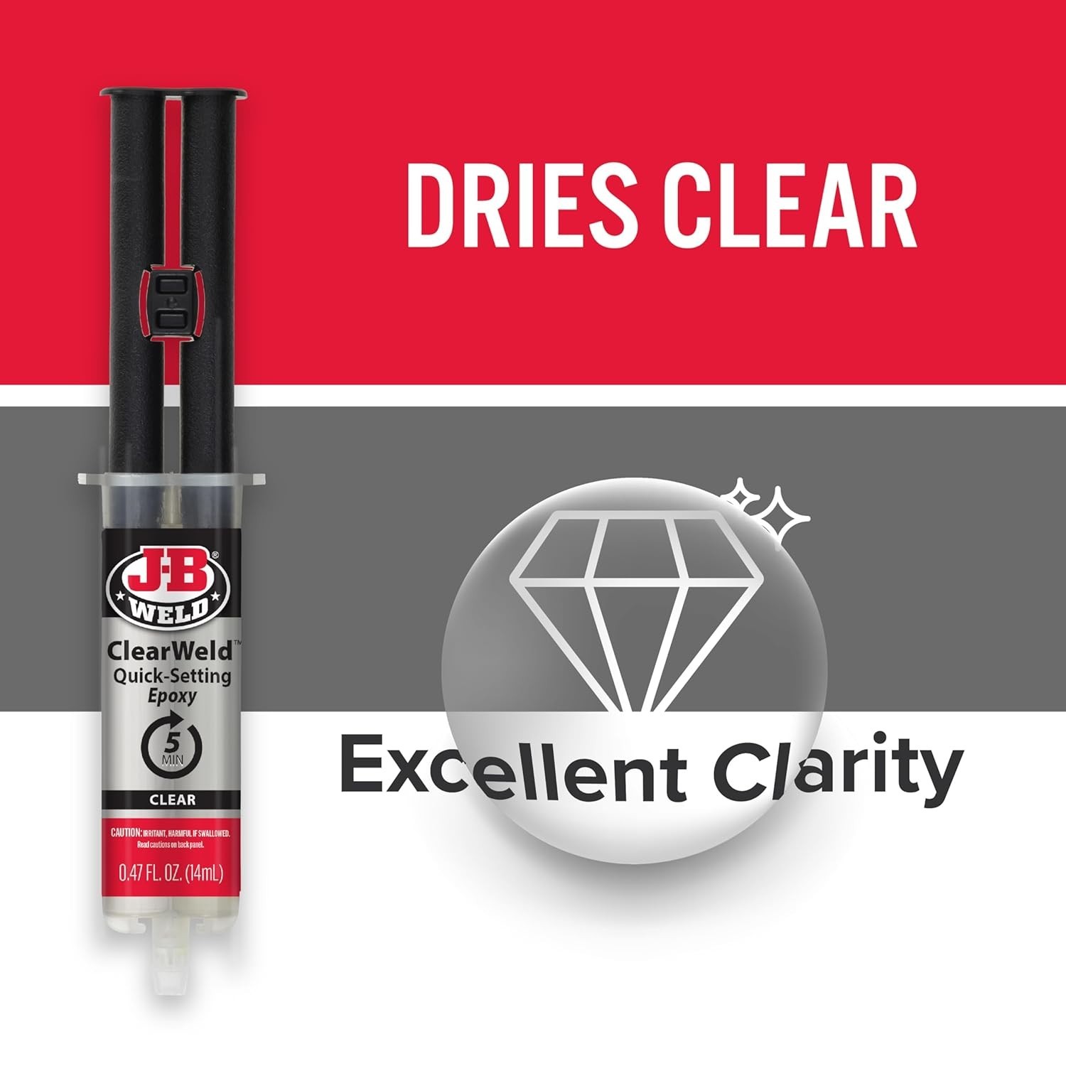 ClearWeld 14ml Syringe Epoxy: Fast Drying, Water Resistant with Strong Bond