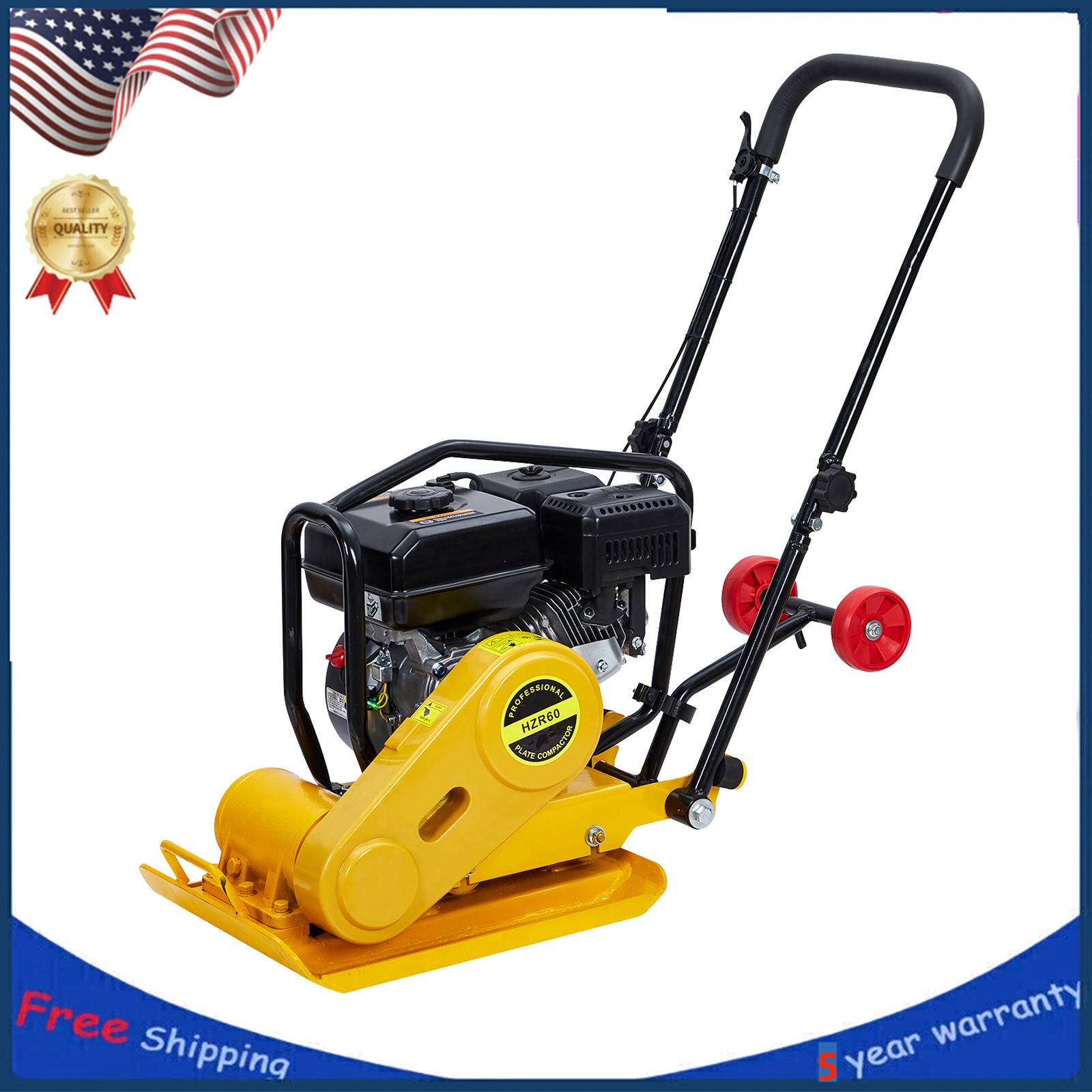 7HP Plate Compactor Rammer 212CC Gas Engine 4200lbs Vibratory Compaction Tamper