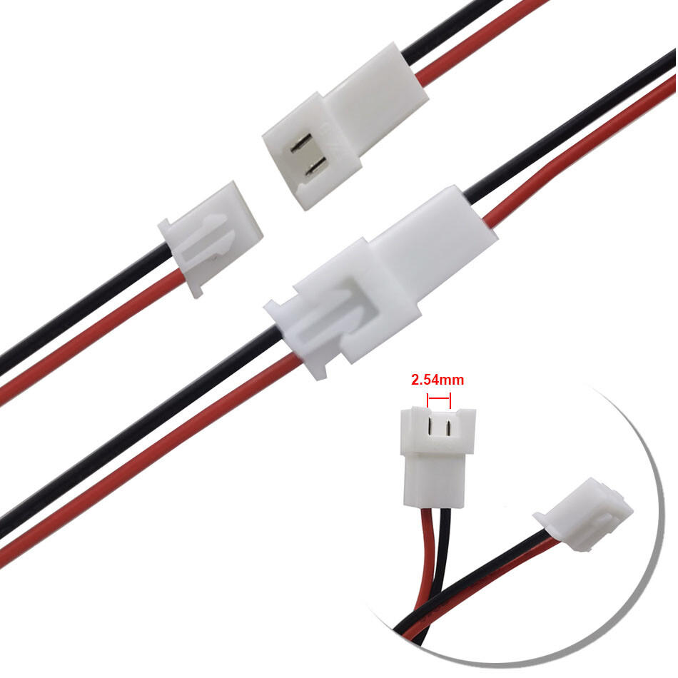 2.54mm pitch 2pin Plug Cable connector XH2.5mm Male Female 26AWG Terminals Wire