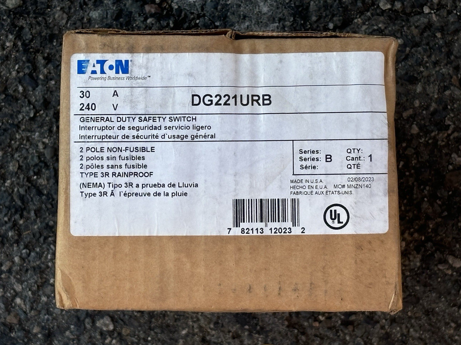 EATON DG221URB Non Fusible General Duty Safety Switch 2 Pole 30 Amp