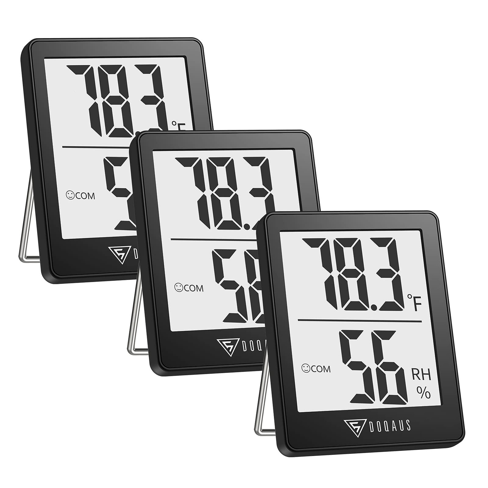 DOQAUS Digital Hygrometer Indoor Thermometer 3 Pack, Room 3 Black