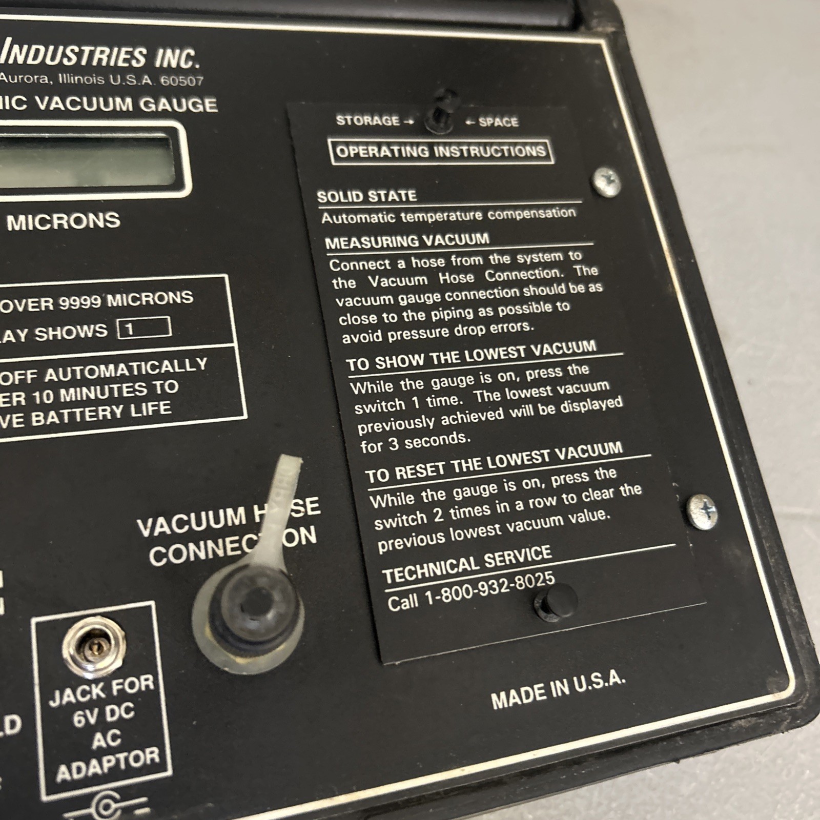 JB Electronics DV-20 Digital Vacuum Gauge / Gauge Only