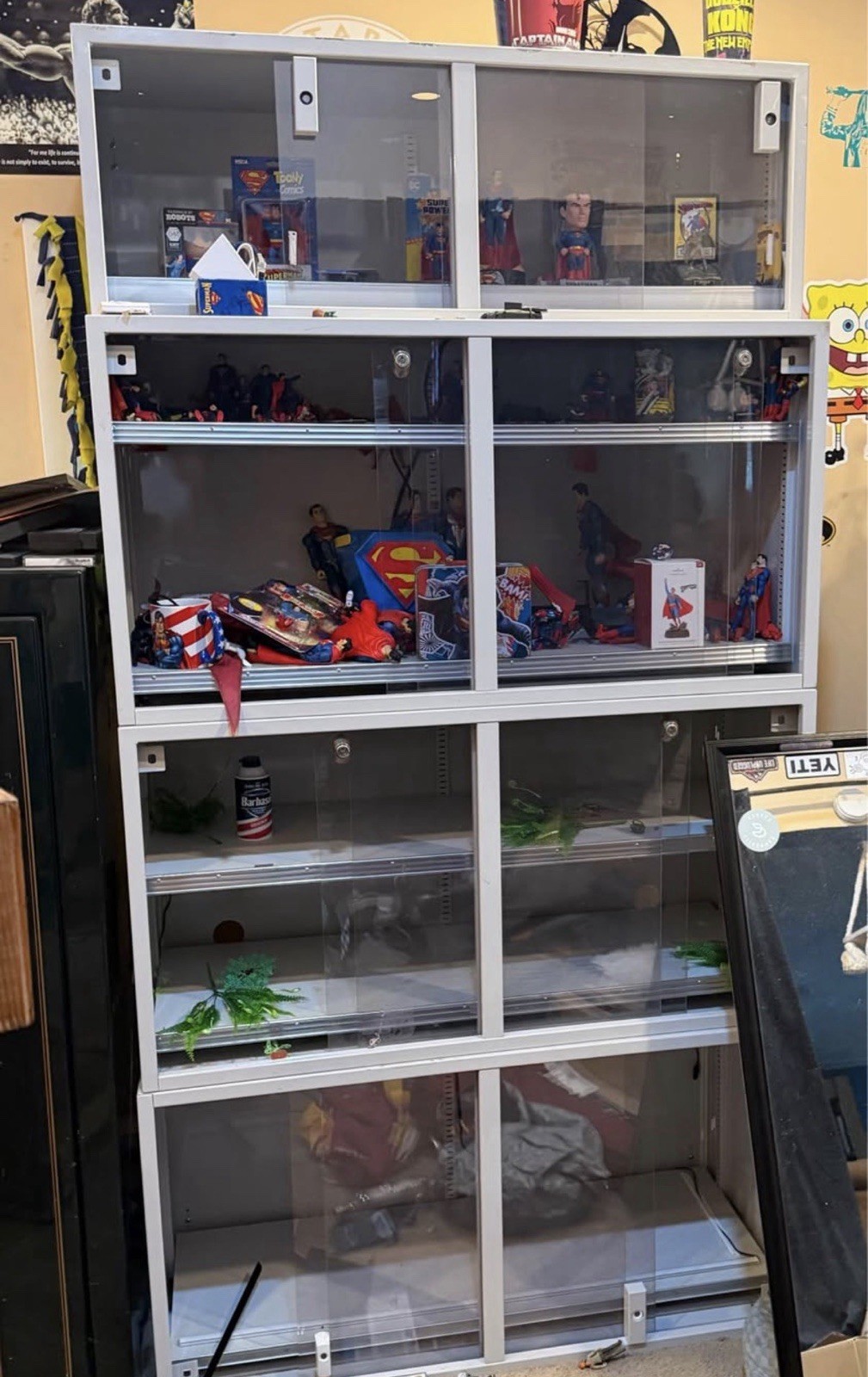 Metal Countertop Retail (Meijer) Display Cases, Sliding Glass Doors, AdjShelves