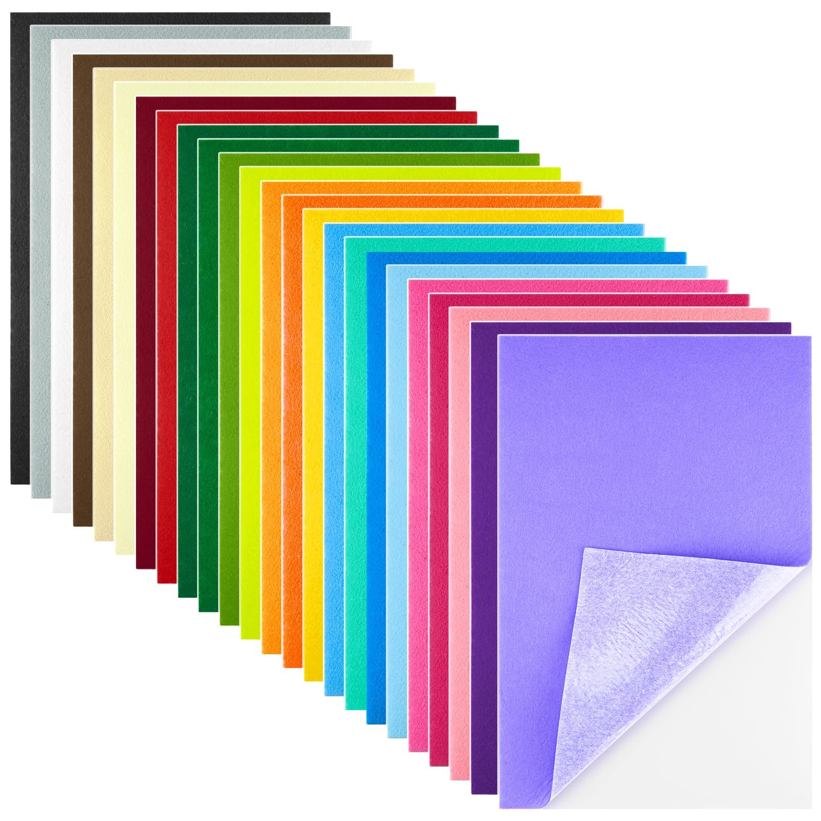 24 PCS Self Adhesive Felt Sheet Soft Art Craft 11.8×7.9 Inch 30x20cm