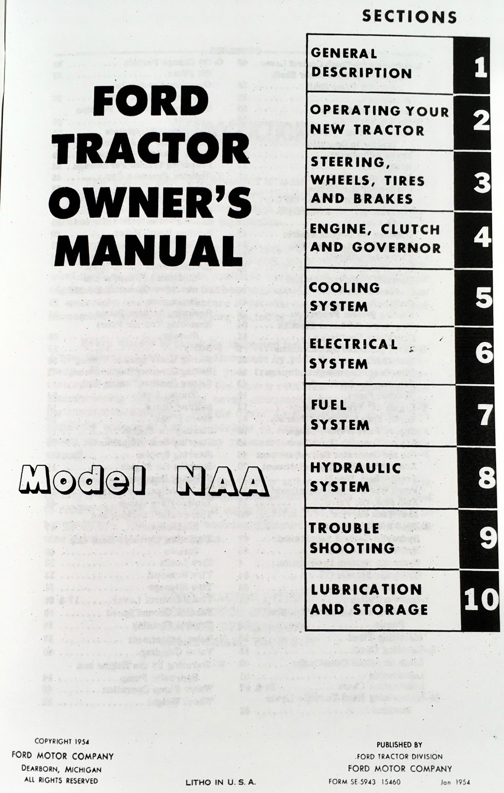 Ford Tractor Naa Golden Jubilee Owners Operators Manual User Guide 1952 – 1954