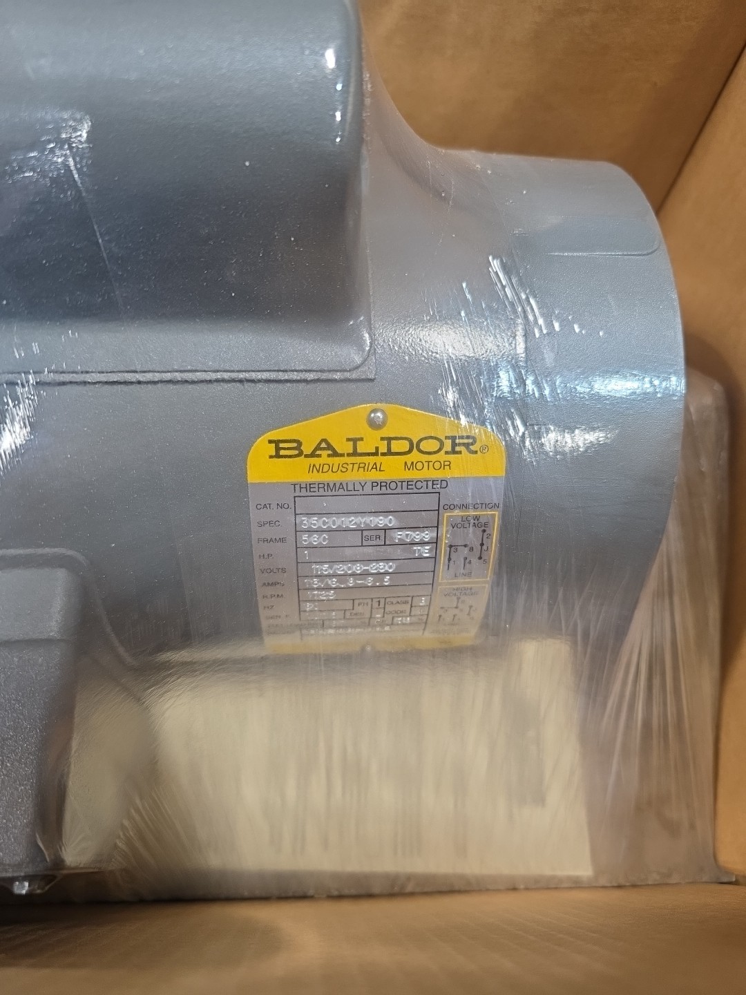 Baldor 441971901 1 Hp 1725 56C 1 Phase AC Motor 115/ 208-230V 35C012Y190