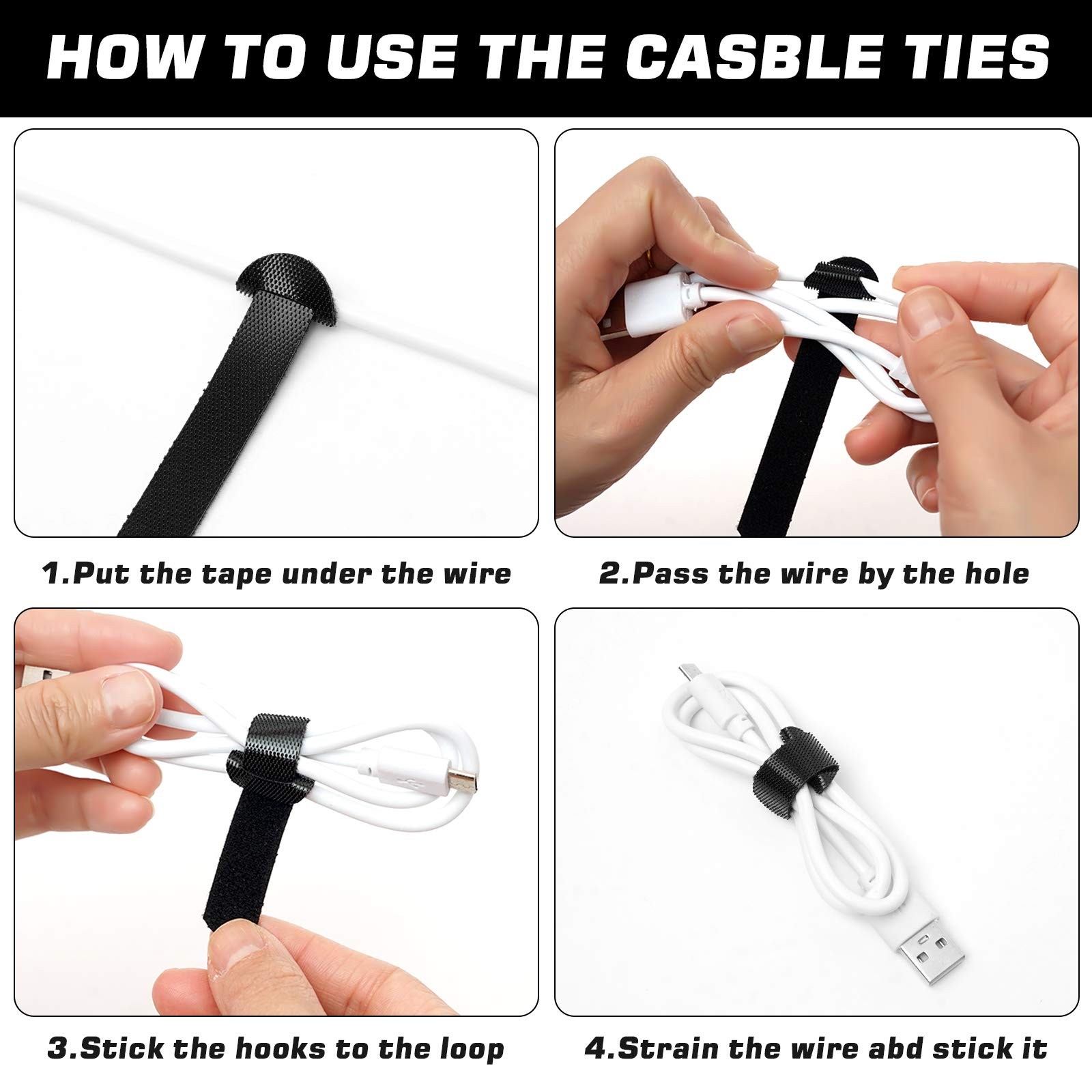 150PCS Reusable Fastener Straps – 6 Inch Cable Management Ties, 6 Inch,150pcs
