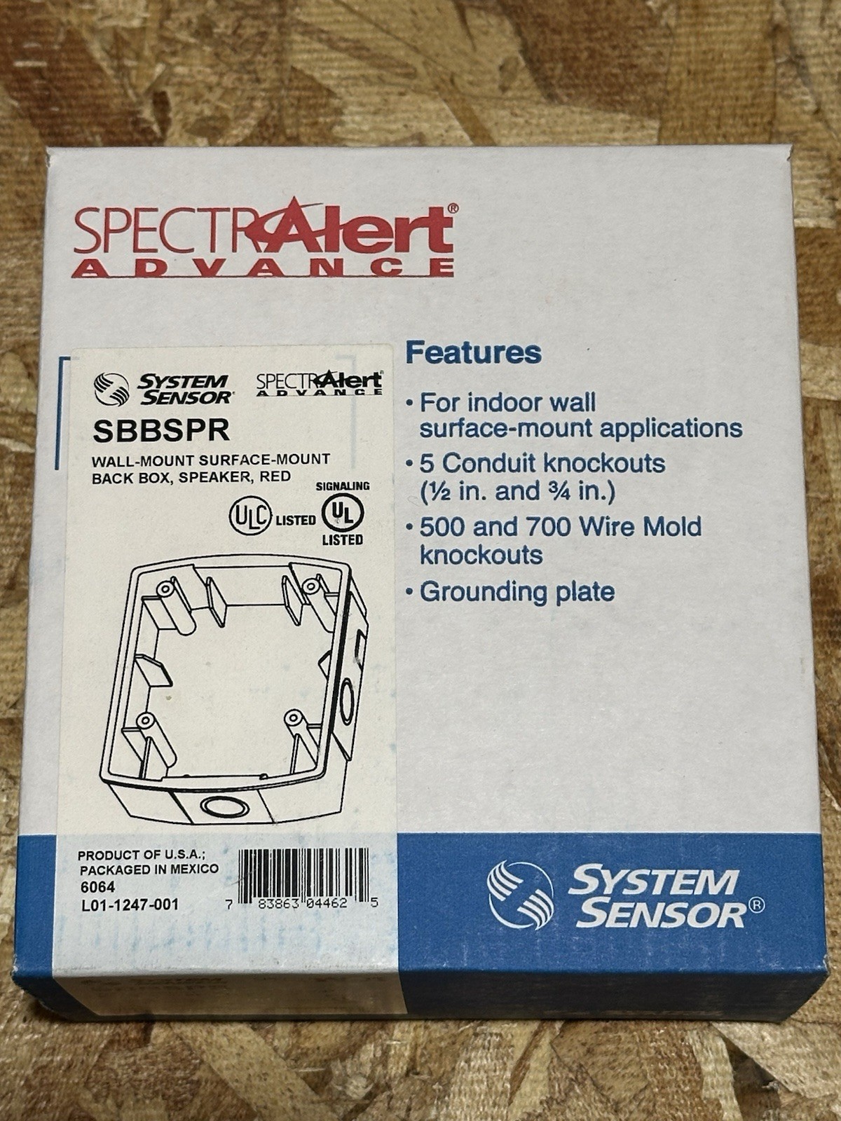 SYSTEM SENSOR SBBSPR RED WALL/SURFACE MOUNT SPECTRALERT ADVANCE BACKBOX