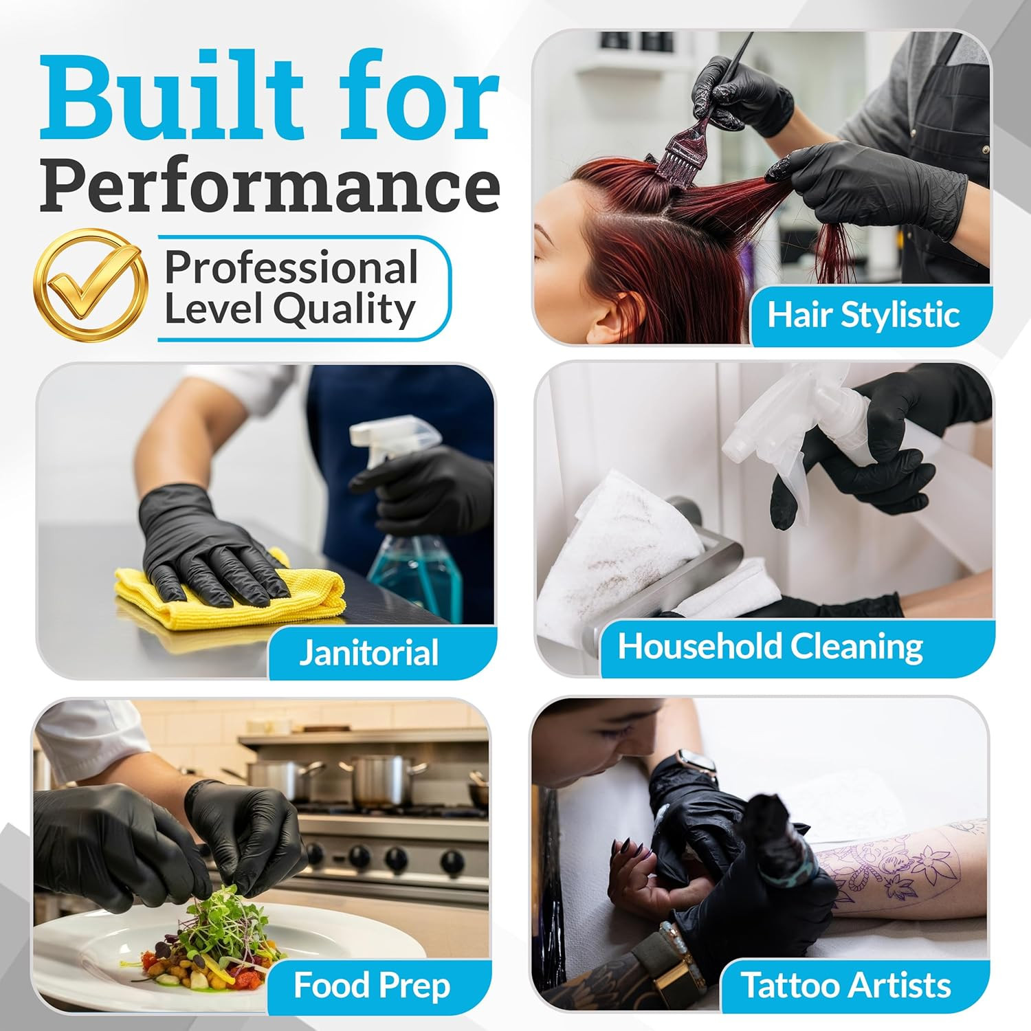 Hand-E Touch Black Nitrile Disposable Gloves Large, 50 Count – BBQ, Tattoo, Hair