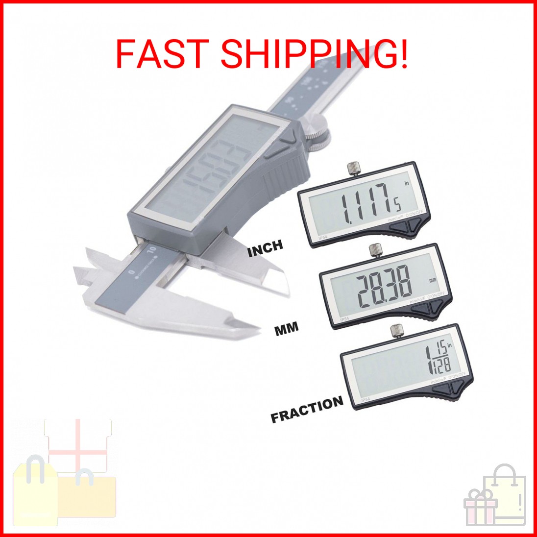 Clockwise Tools IP54 Grade Digital Caliper, DCLR-0605 0-6″ /150mm, Inch/Metric/F