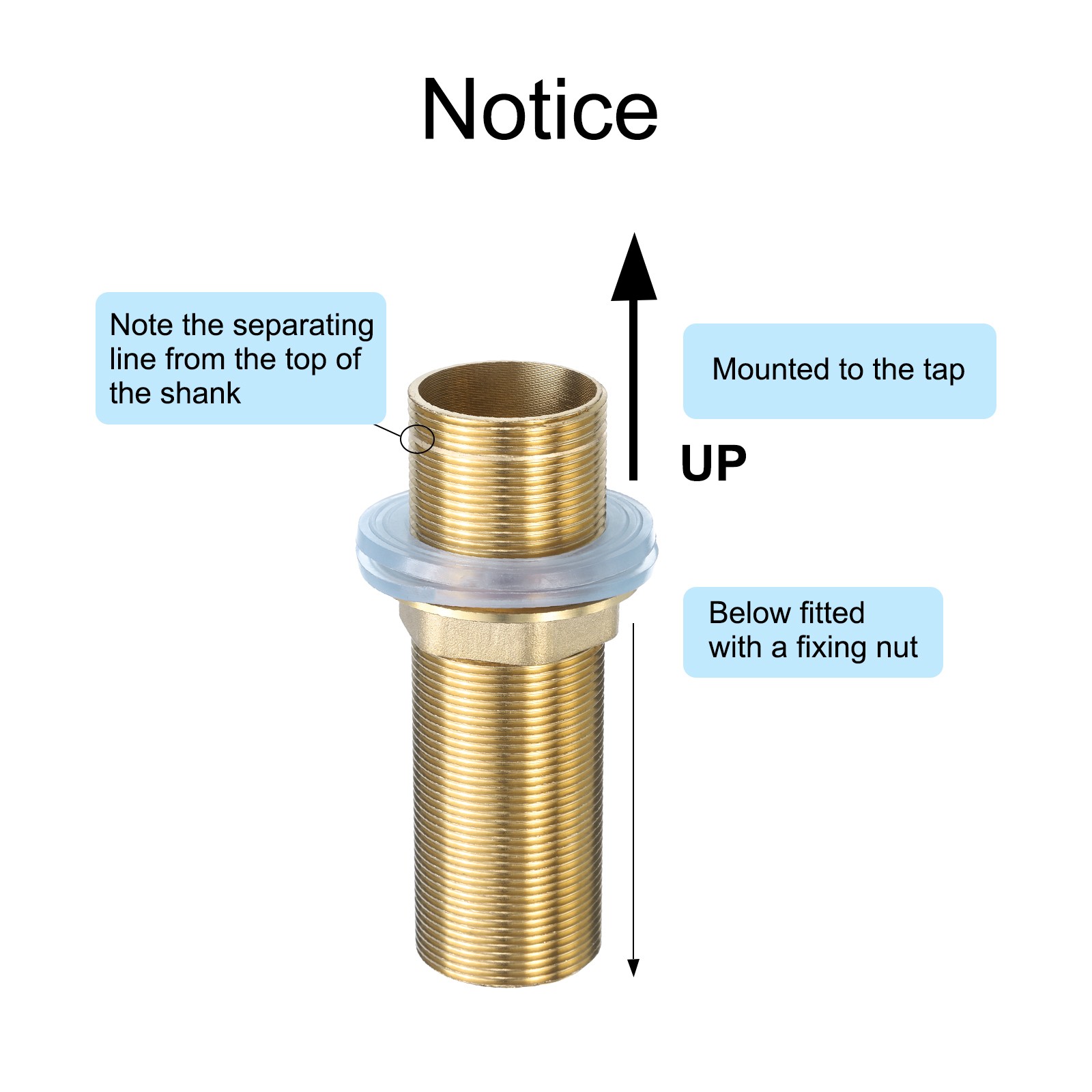Faucet Mount Extension Shank 4″ x 1.44″ Brass Basin Mounting