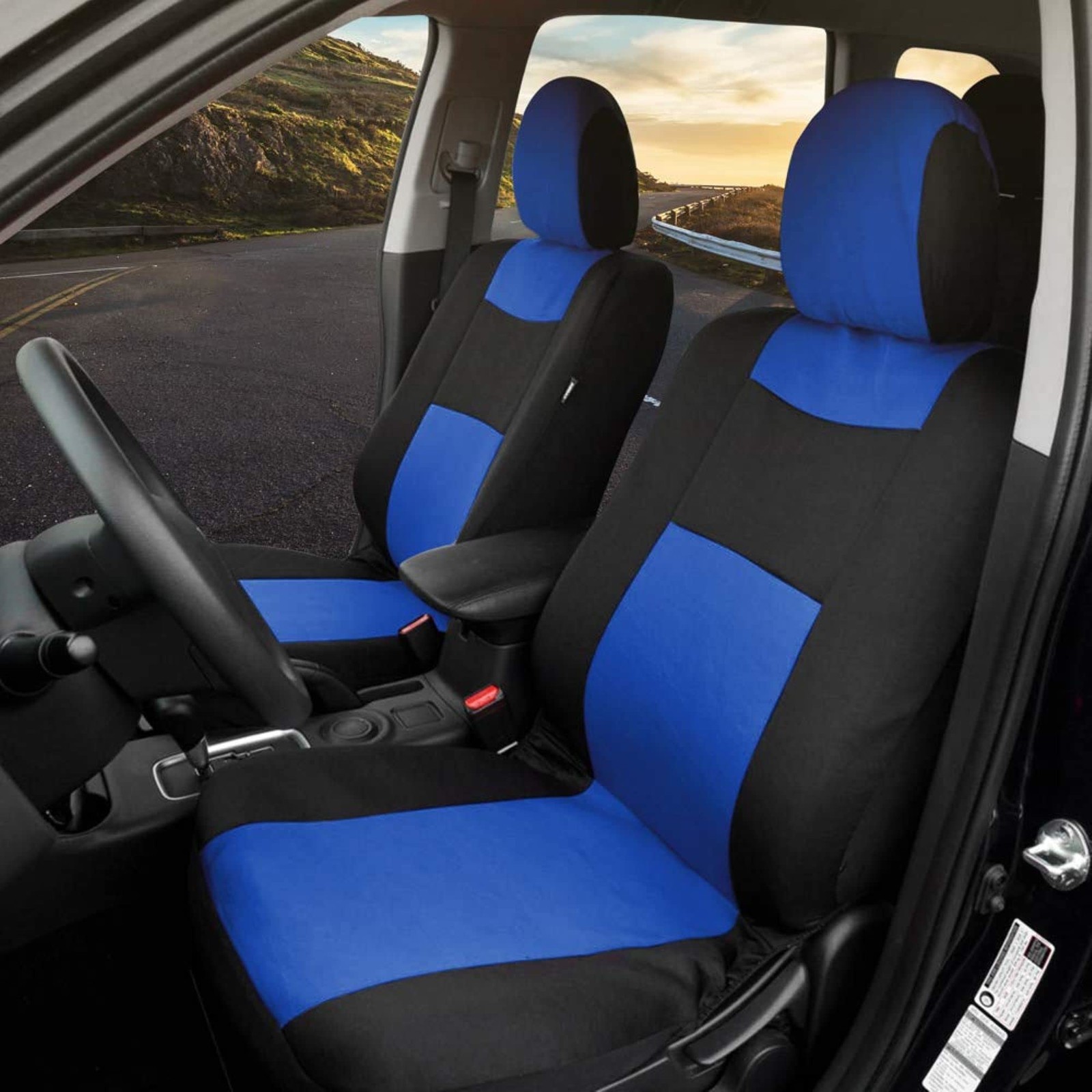Bdk Combo Set Of 4 Piece Auto Carpet Floor Mats Polypro Car Seat Wheel Cover