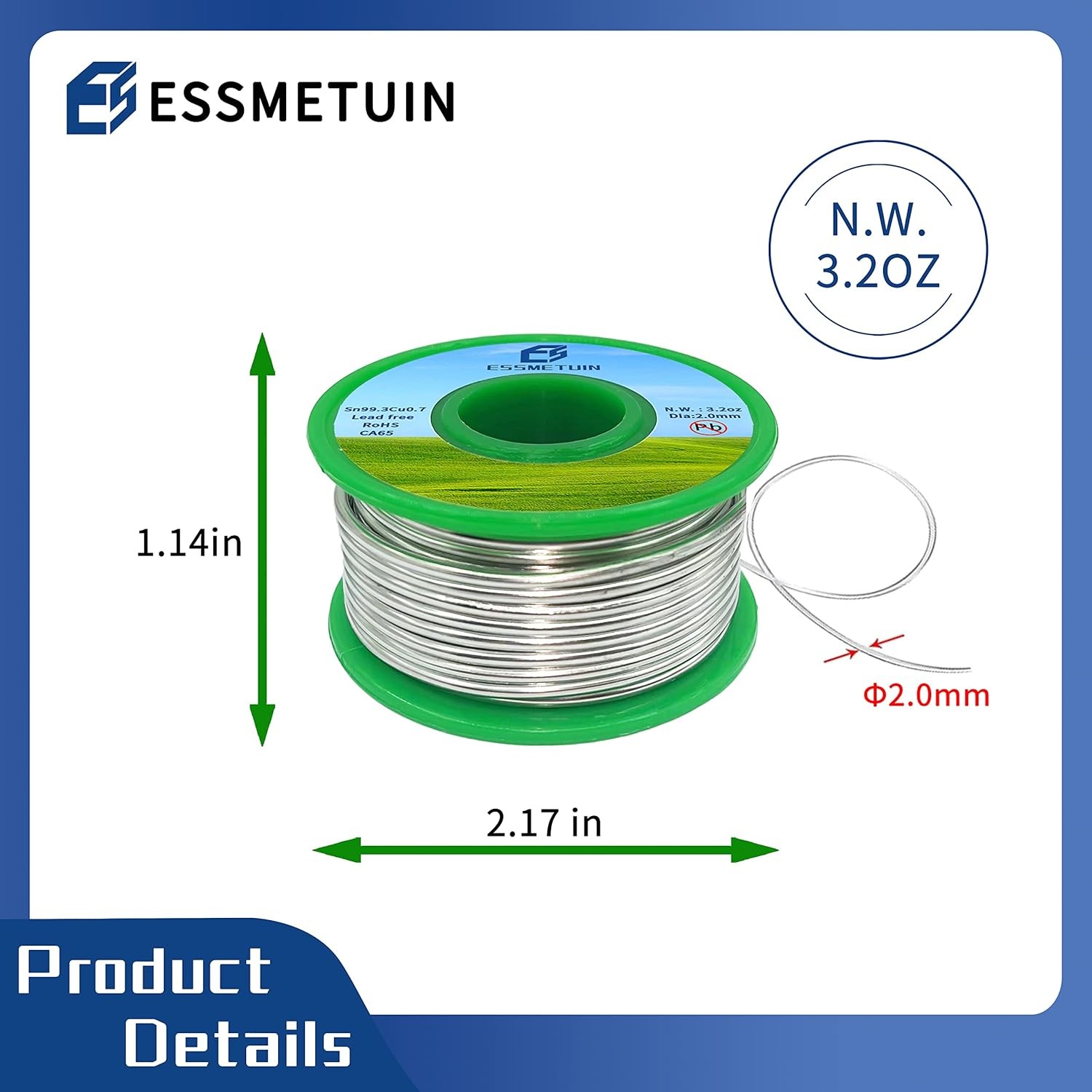 Lead Free Solder Wire(Sn99.3Cu0.7) For Plumbing Solder/Stained Glass/Crafts/J…