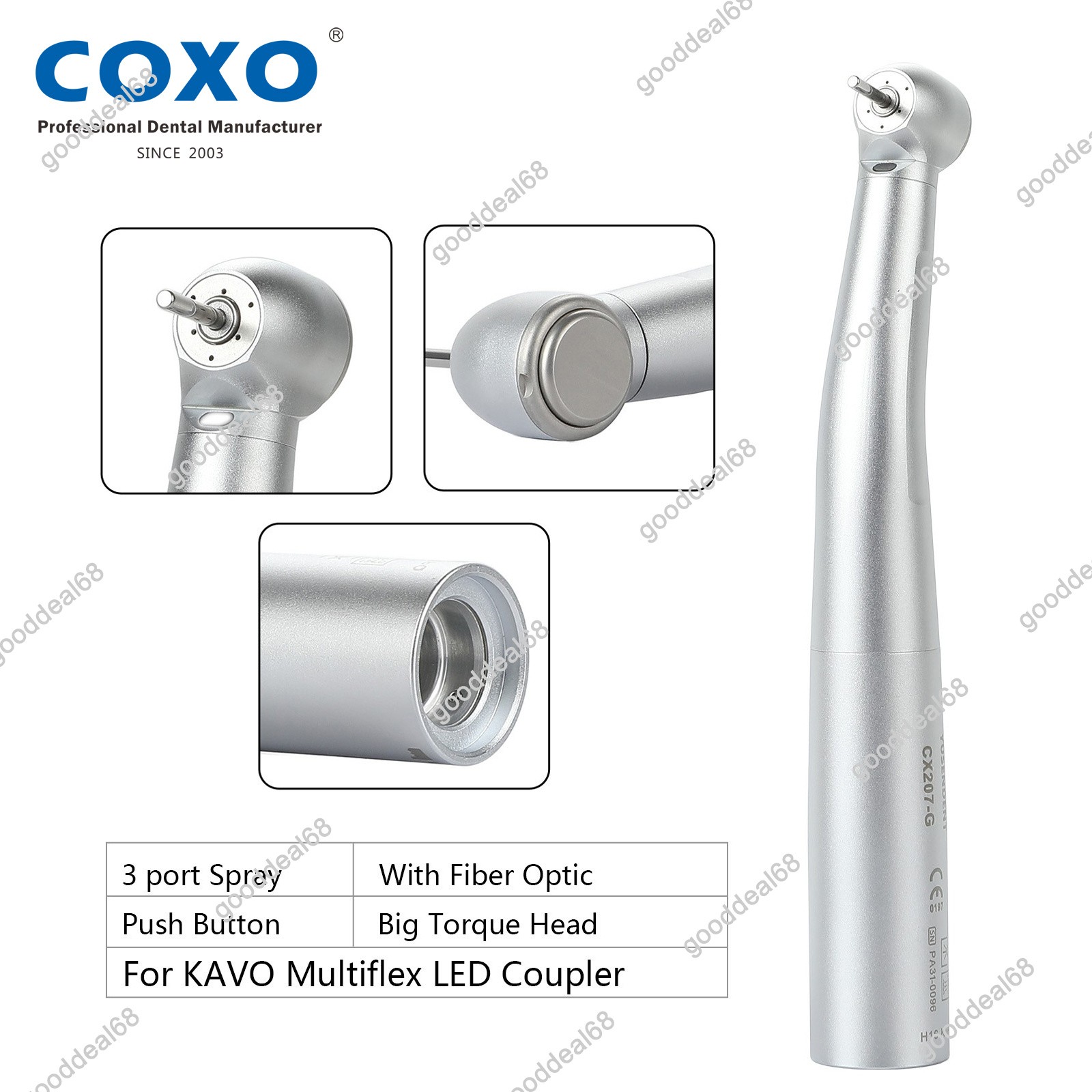 COXO Dental Handpiece Fiber Optic High Speed Turbine CX207-G KaVo MULTIflex LED